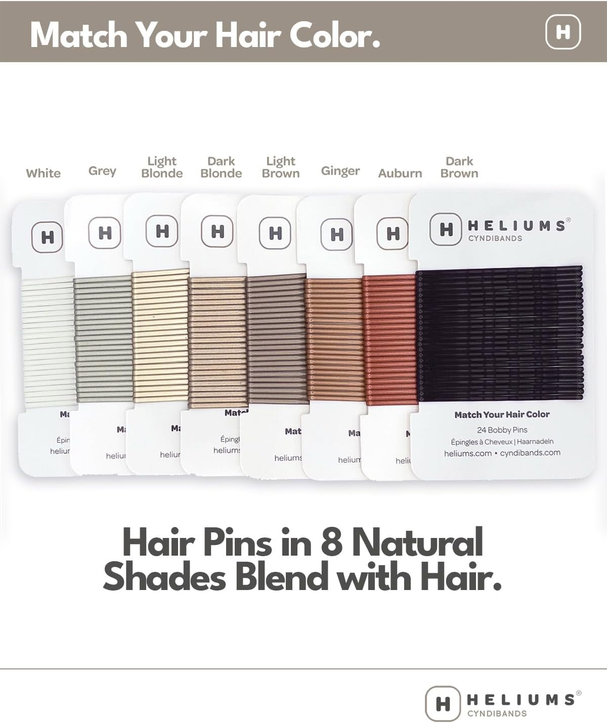 Heliums Large Bobby Pins - Silver Gray - 2.5 Inch Extra Long Wavy Hair Pins - 24 Pack - Auburn image number 3