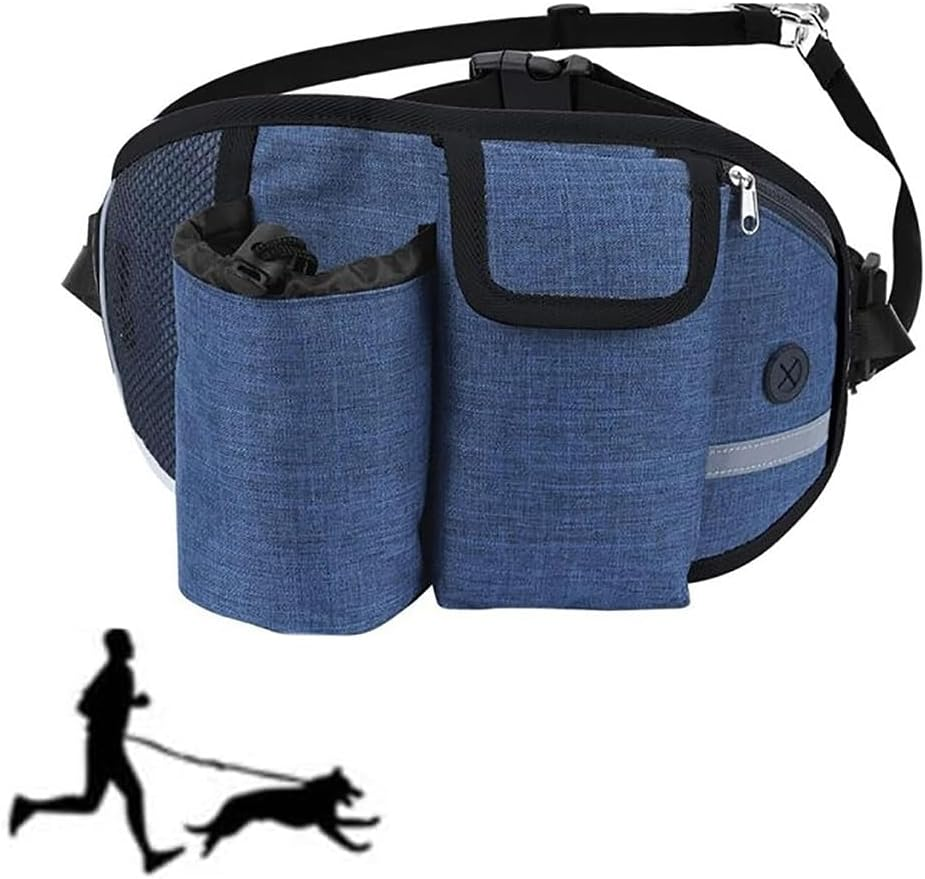 Dog Treat Pouch with Waist Bag for Walking Small Medium Large Dogs, Hands Free Dog Leash with Multi Pouches with Water Bottle Holder, for Walking, Running, Hiking, Upgraded Multifunctional
