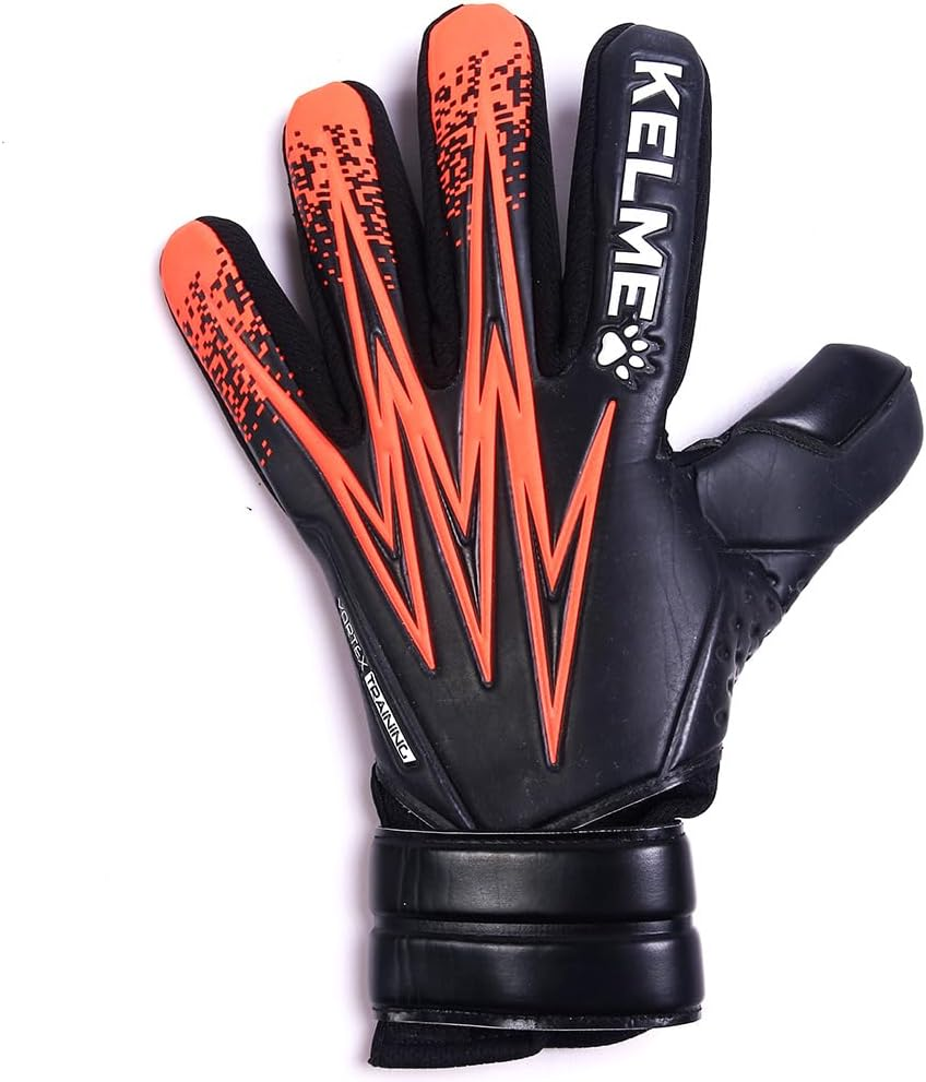 Kelme Vortex Training Goalkeeper Gloves, Black/Neon Orange, Size 11