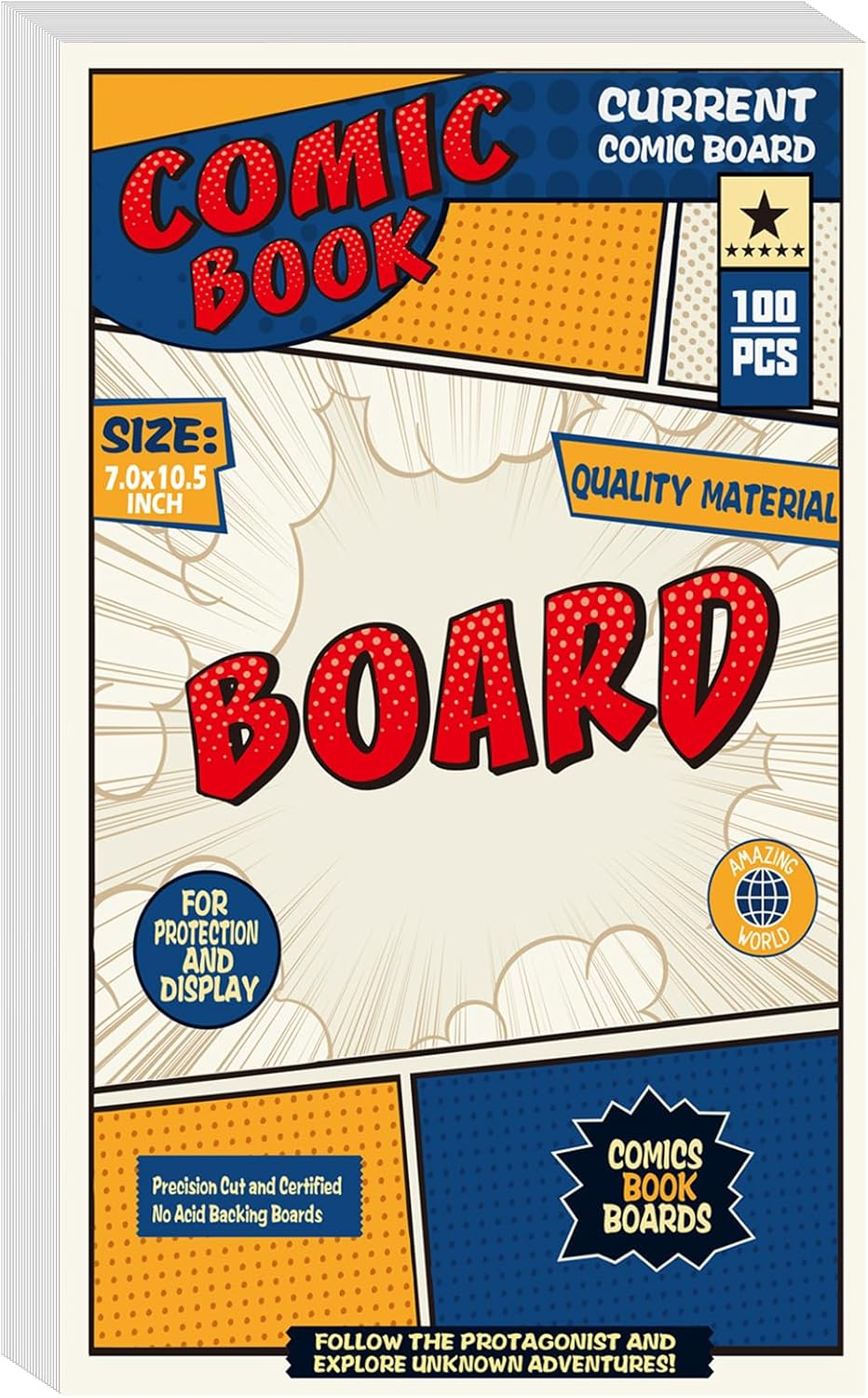 Leffis 100 Current Size Comic Boards - Thick and Durable Backing Boards for Regular Comics (Reusable) image number 1