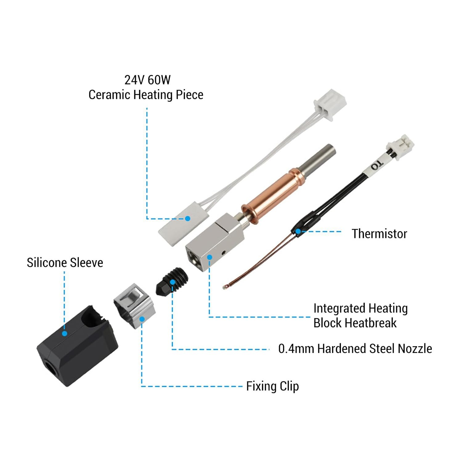 3D Printer Hot End Kit, Upgrade Ceramic Hotend Kit 0.4Mm Hardened Steel Nozzle, Assembled Hotend Kit 3D Printer Replacement Parts for Kobra 3 Printer, for Kobra 3 Combo image number 3