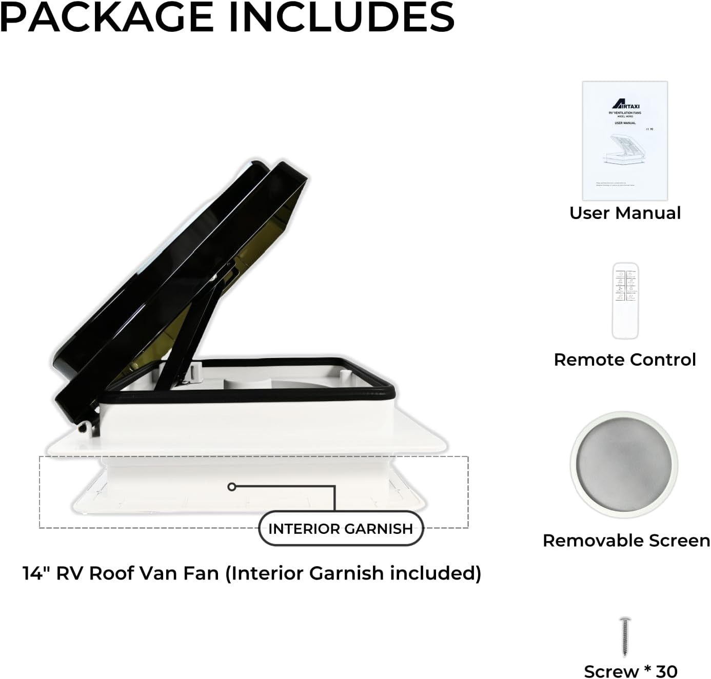 RV Vent Fan with Remote Control & Rain Sensor, 25Db Quiet Operation, 35000H Lifespan | 1170 CFM | 14" X 14" Universal Fit, Military-Grade Durability, 3-Year Warranty image number 2