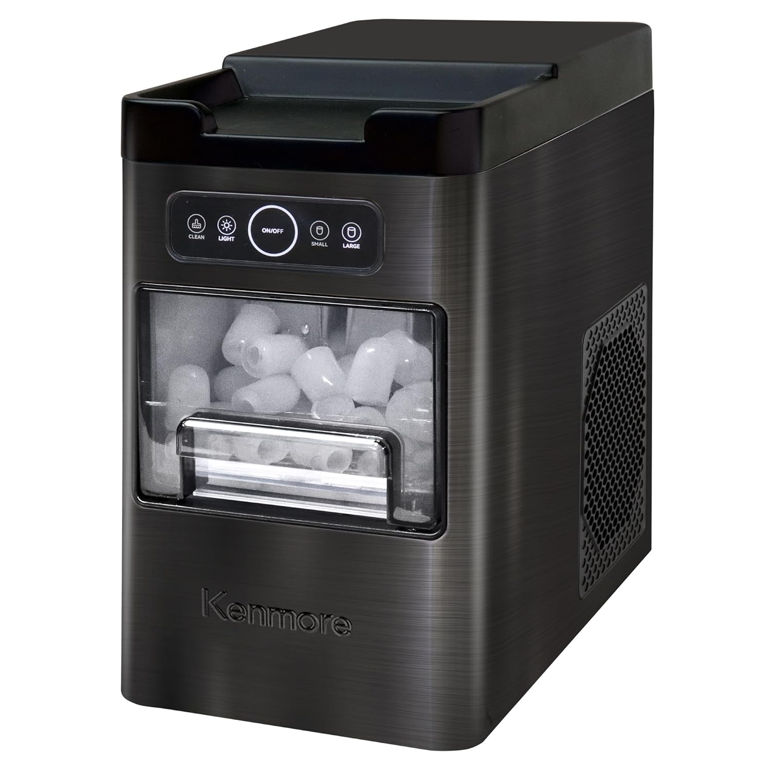 Kenmore Front-Load Countertop Ice Maker | Fits under Cabinets | 11.7 Kg/24Hrs & 9 Ice Cubes in 6 Min | Large or Small Ice Pellets | One-Touch Self-Clean | Portable Ice Machine | Stainless Steel image number 3