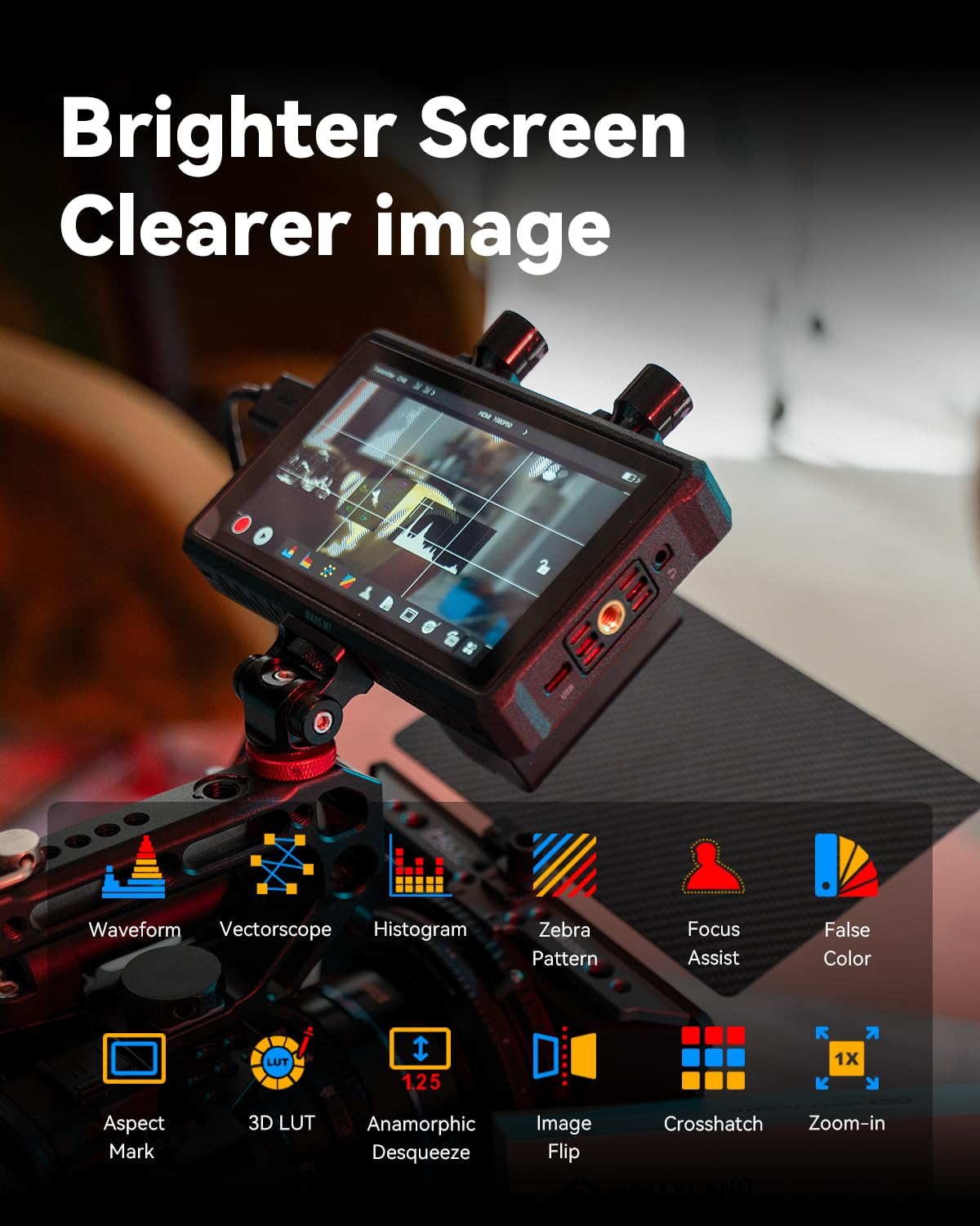 Hollyland Mars M1 Enhanced Kit Camera Field Monitor HDMI/SDI Transmitter Receiver, 450FT 1080P60 APP Monitoring 5.5" 1000Nit RGB Waveform Histogram Focus Peaking 3D-LUT(2 Sets) image number 4