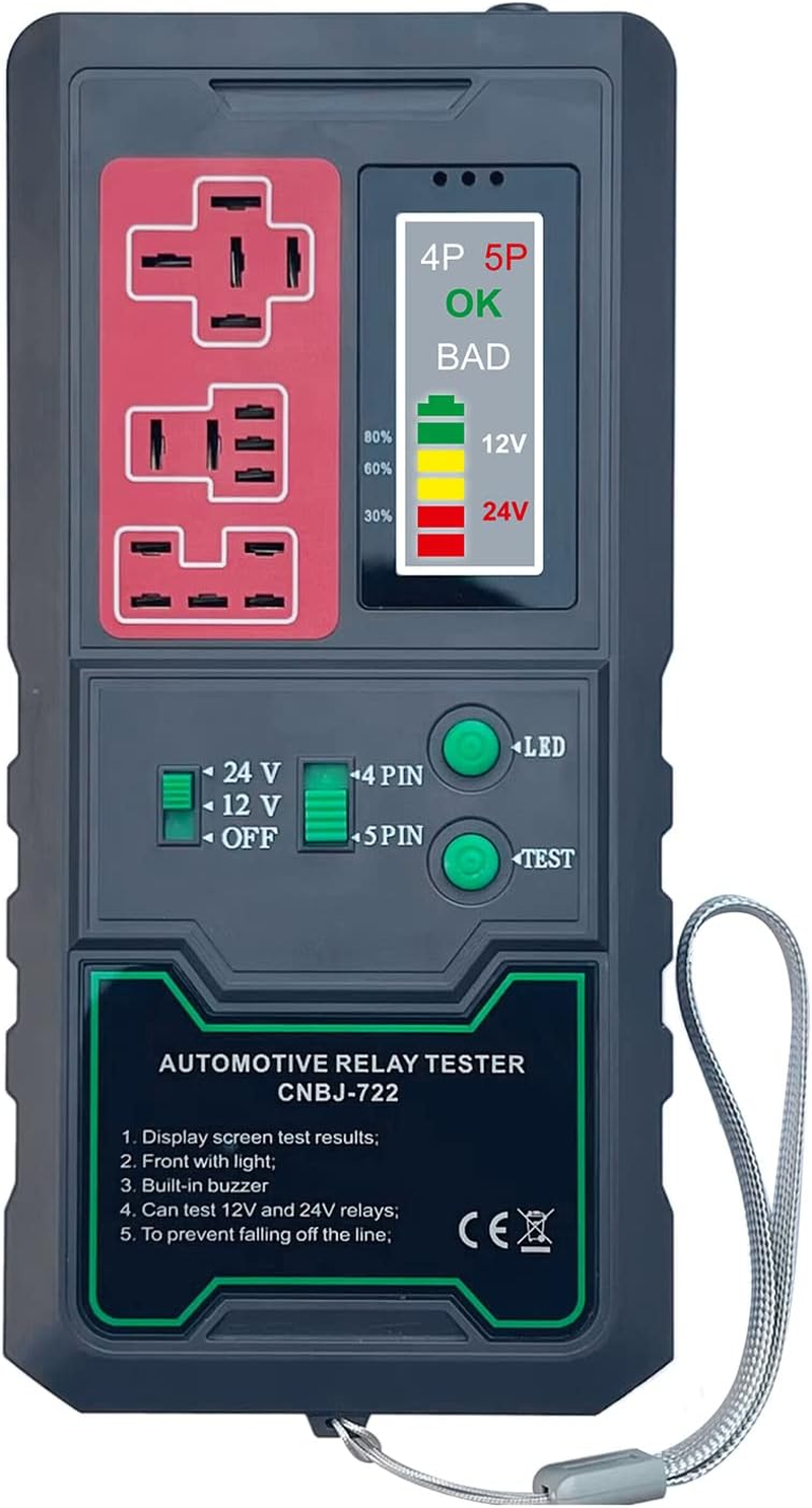 Domary 12V 24V Automotive Electronic Relay Tester Car Battery Checker LED Indicator Light Car Relay Tester Auto Diagnostic Tools