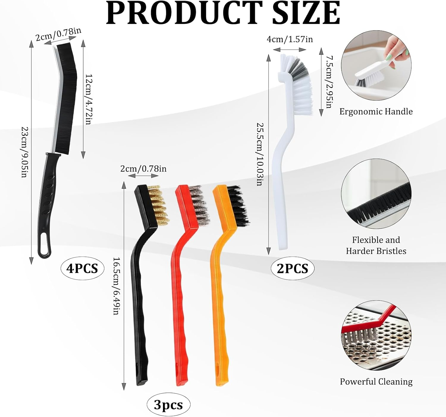 9-Piece Setcleaning Brush, Crevice Cleaning Brush and Grout Cleaner for Household & Cleaning, Multi-Purpose Scrubbing Brush for Bathroom, Shower, Kitchen, Toilet Cleaning Tools, Home Essentials image number 4