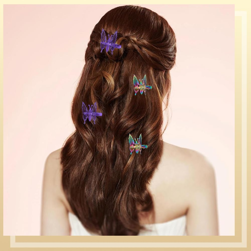 SOFPLATE Pack of 12 12 Colours Movable Butterfly Hair Clips Vintage Metal Alligator Hair Clips Retro 90S Butterfly Hair Accessories for Women Prom Wedding Daily Wear Daily Wear image number 2