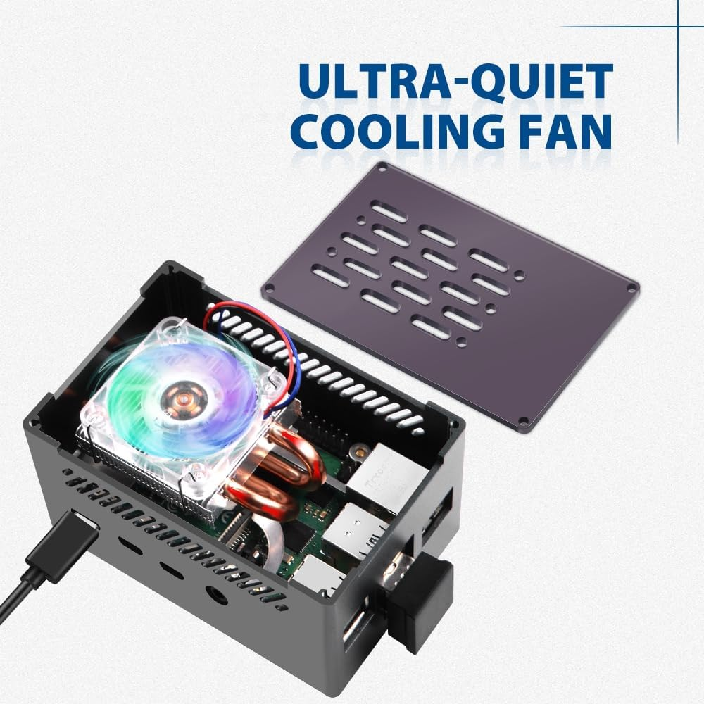 Geeekpi Raspberry Pi 4 Aluminium NAS Case with ICE Tower Cooler and M.2 SATA SSD Adapter Board image number 3