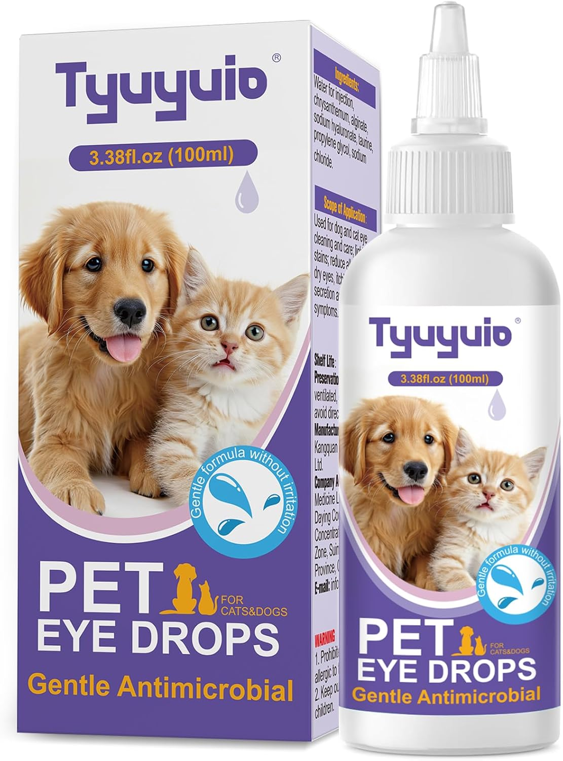 Pet Eye Drops for Dogs and Cats to Soothe Eyes Irritation & Infection Allergy,Relieve Dogs Cats Dry Eyes Pink Eyes,Pet Tear Stain Cleaner,Safe & Gentle Formula for All Animals 3.38Oz image number 3