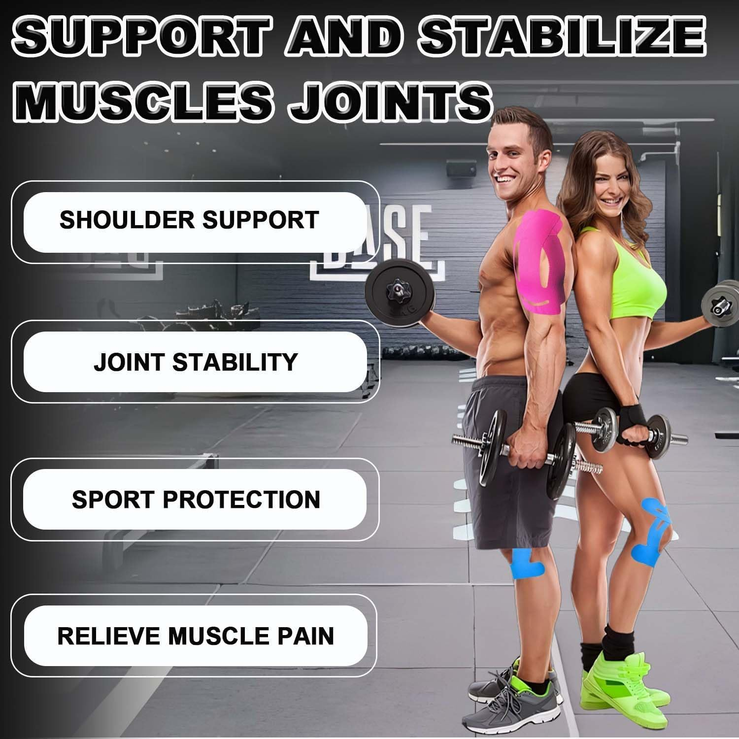 Kinesiology Tape for Shoulder-16 Pcs Precut Sports Physio K Tape Support and Muscle Pain Relief, Original Cotton Waterproof & Breathable, Latex Free Elastic Kinesiology Athletic Tape for Pain Support & Muscle Sports image number 5