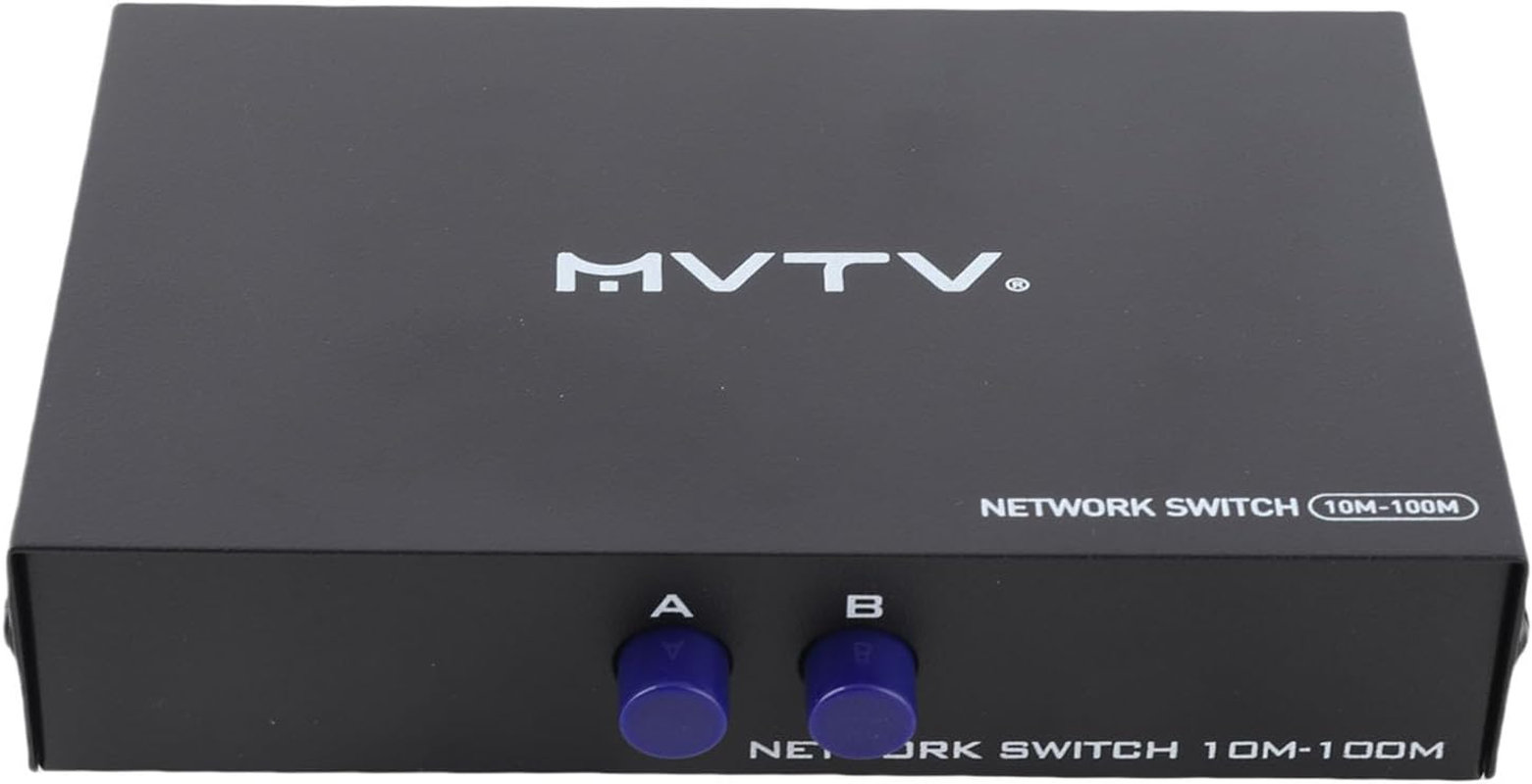 Pomya Iron Box RJ45 Network Switch 2 in 1 Out Selection Hub for Seamless Switching Black, 100M 1000M Ethernet Network Switch Splitter for Home image number 3