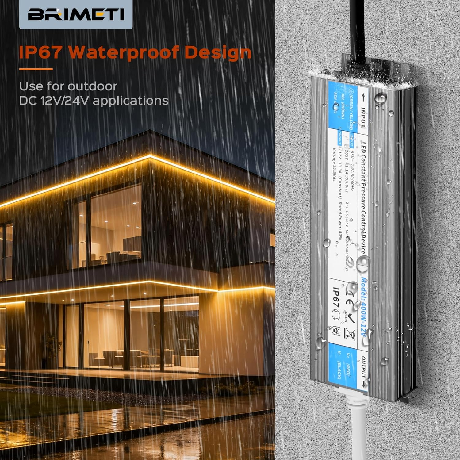 12V 60W LED Transformer 5A LED Driver Waterproof IP67 Outdoor AC 240V to 12 Volt DC LED Light Strip Constant Low Voltage LED Power Supply image number 3