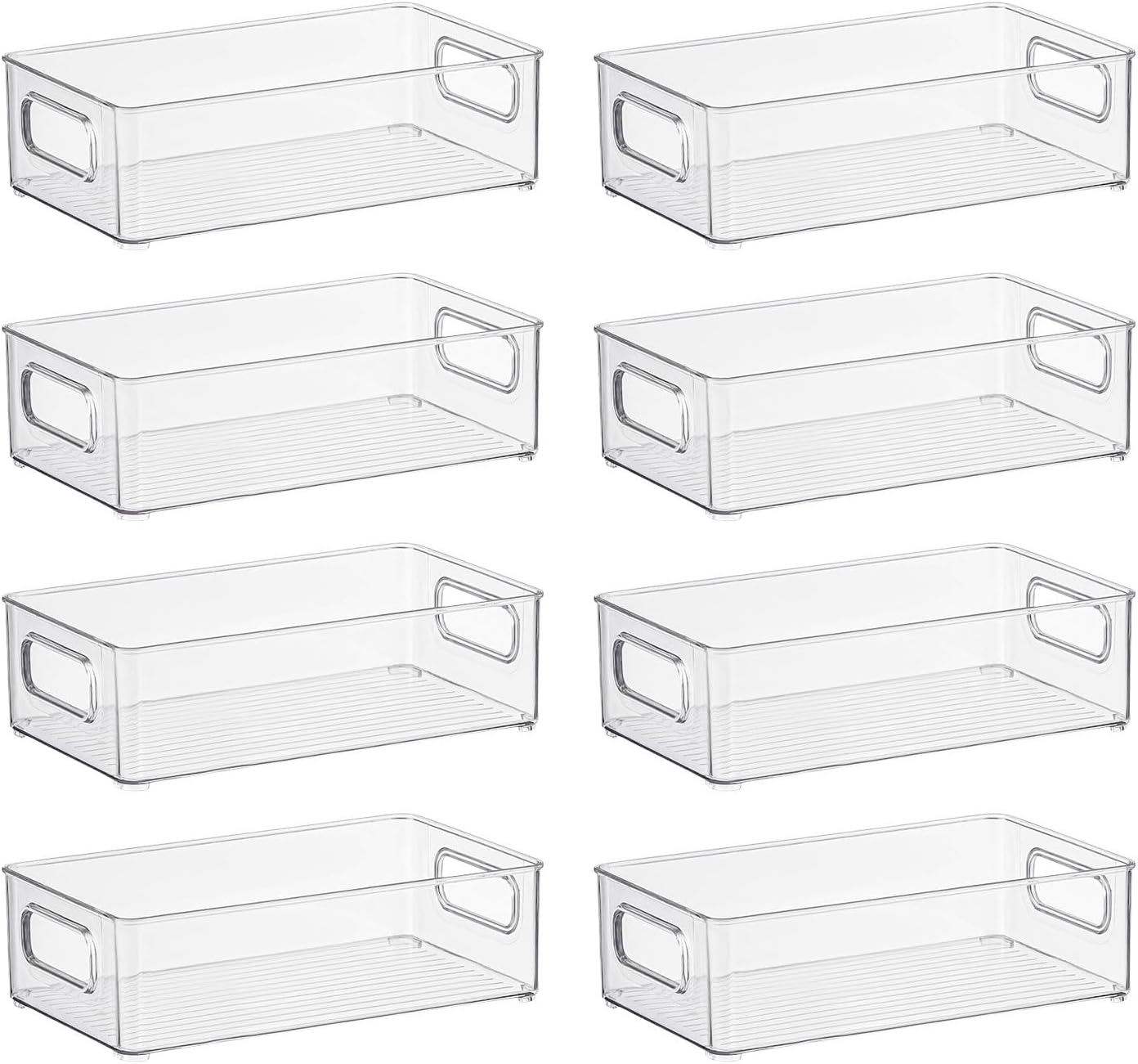 Gominimo Set of 8 Clear Fridge Food Storage Containers, Effortless Pull-Out Design, Secure Stacking, Versatile Placement, Transparent Design image number 2