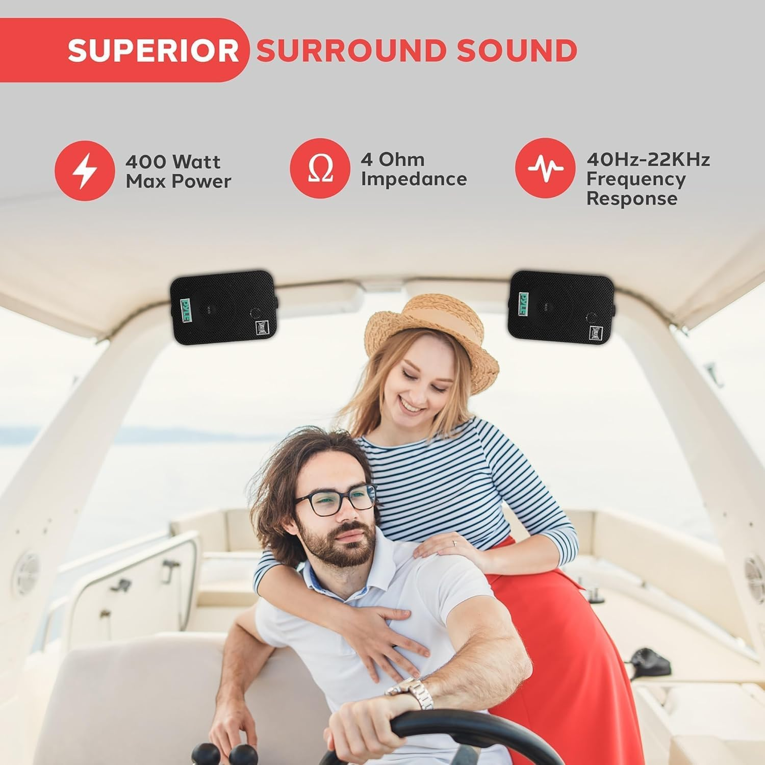 Pyle Home Dual Waterproof Outdoor Speaker System - 5.25 Inch Pair of Weatherproof Wall/Ceiling Mounted Speakers W/Heavy Duty Grill, Universal Mount - for Use in the Pool, Patio, Indoor PDWR40B (Black) image number 5