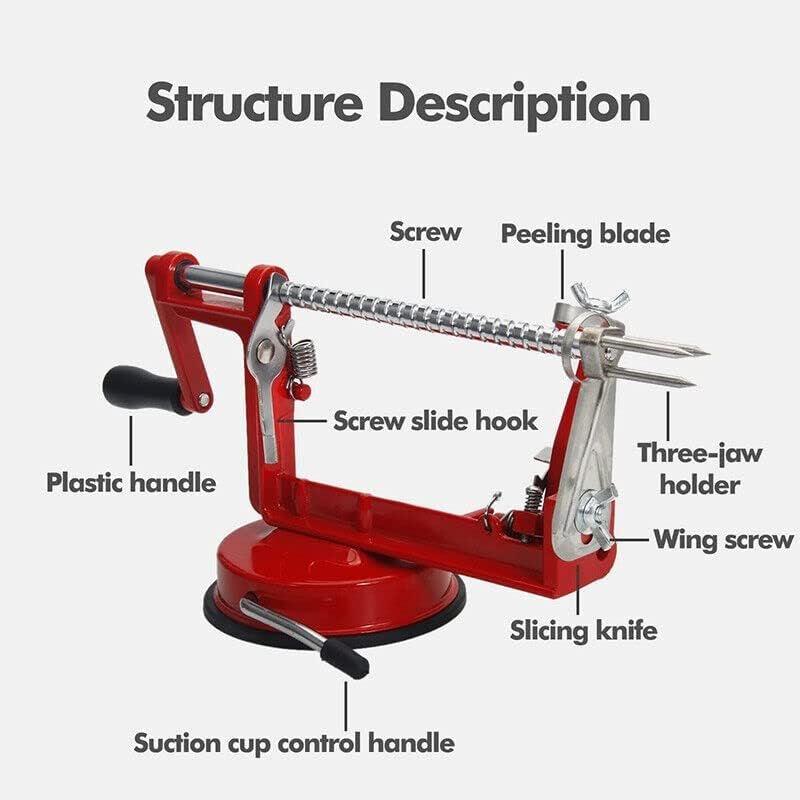 AIMALL 3 in 1 Apple Peeler Red Kitchen Tool Slinky Machine Fruit Cutter Slicer Corer image number 1