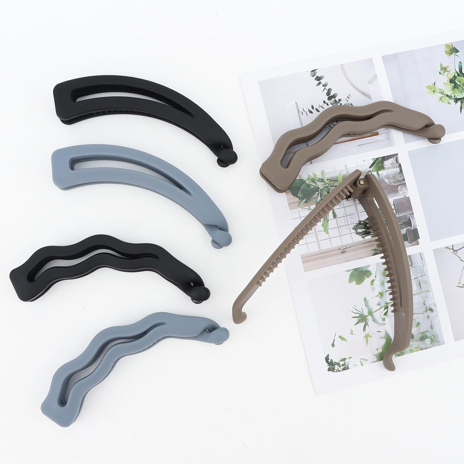 Bumlofa Banana Clip Hair Clips: Practical Wave Shape Hair Clips for Women, Multicolor Set image number 2