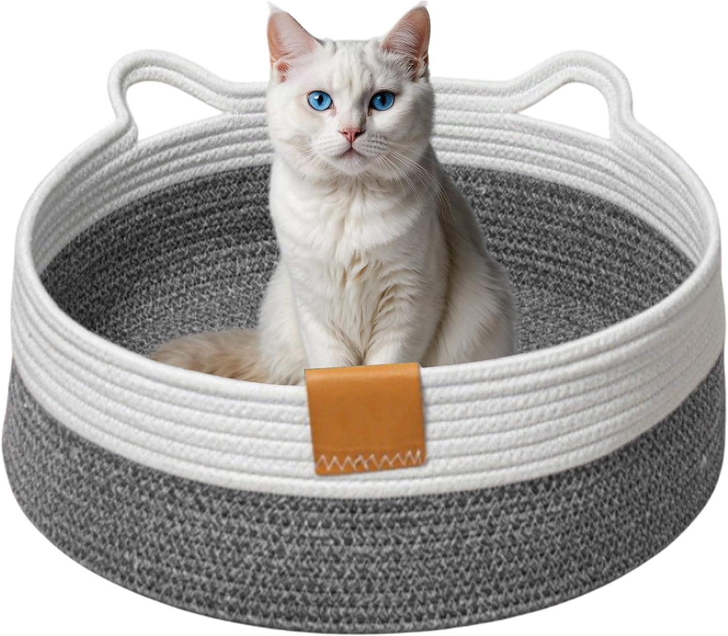 CAPASTEC Woven Cat Bed, 50 Cm Diameter, Foldable Basket Nesting Site, Breathable Pet Lounger, Claw Abrasion-Resistant Universal Kitten Bed, Deep Grey image number 6