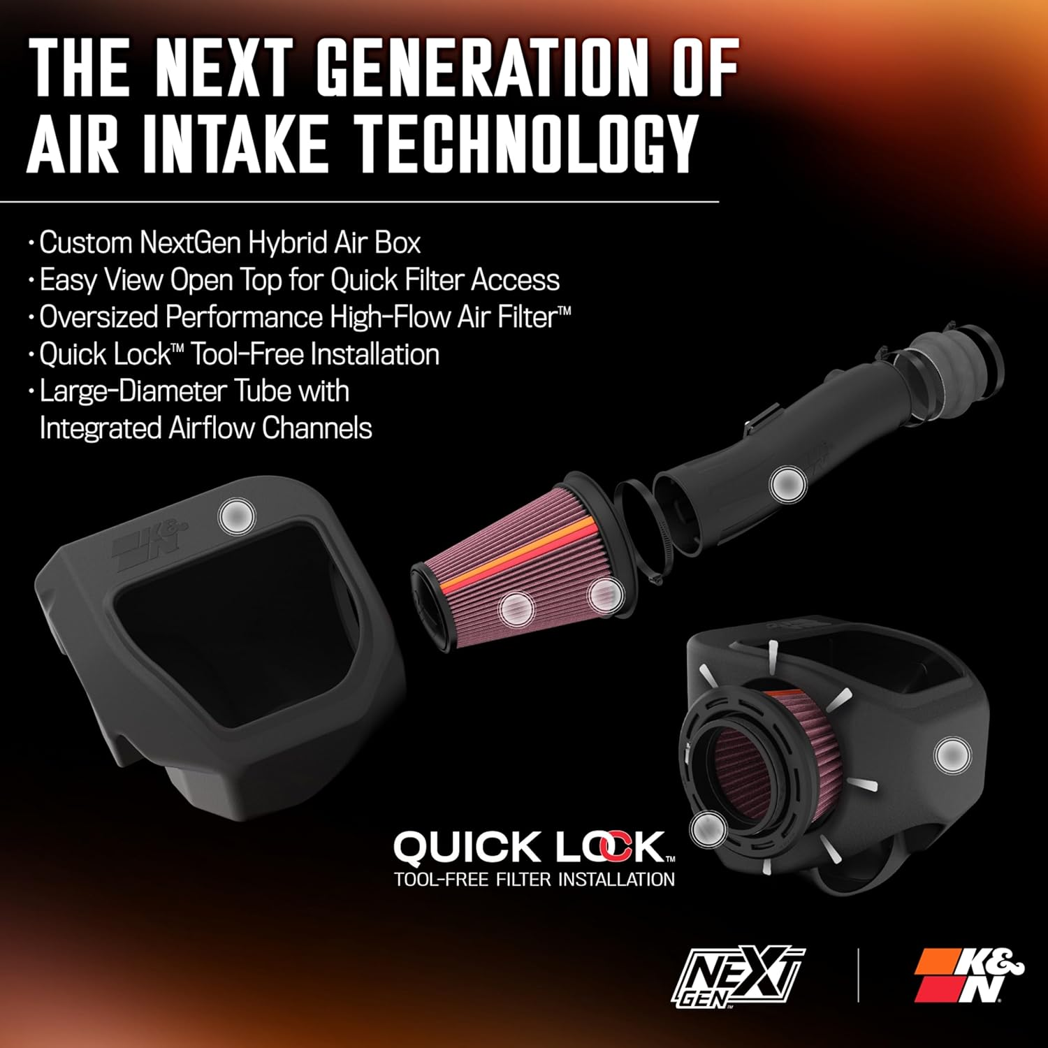 K&N Cold Air Intake System: High-Flow Air-Filter, Increase Performance & Horsepower: Compatible with 2025 RAM 1500 L6-3.0L TT F/L, 50-1598 image number 1