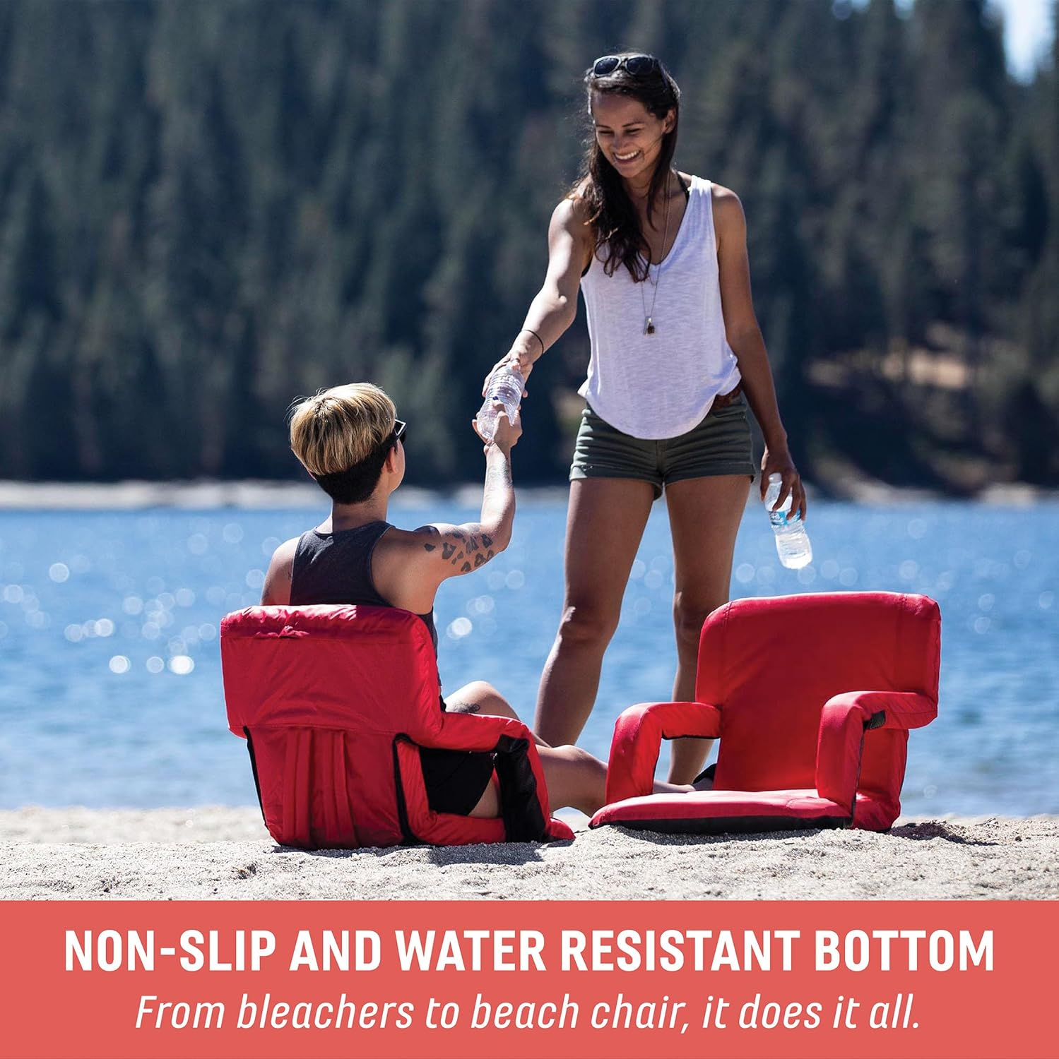 ONIVA - a Picnic Time Brand - Ventura Reclining Stadium Seat with Back Support, Bleacher Seat - Hunter Green image number 5