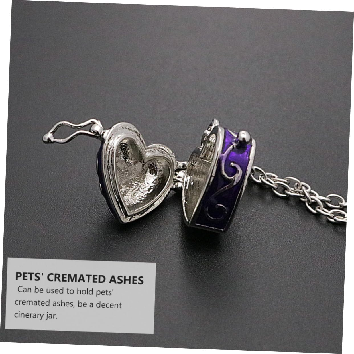 Vintage Heart-Shaped Brass Pendant Openable Pet Ashes Container Necklace Memorial Jewelry for Cats Dogs Secure Keepsake Urn Chain No Fading - Blue image number 5