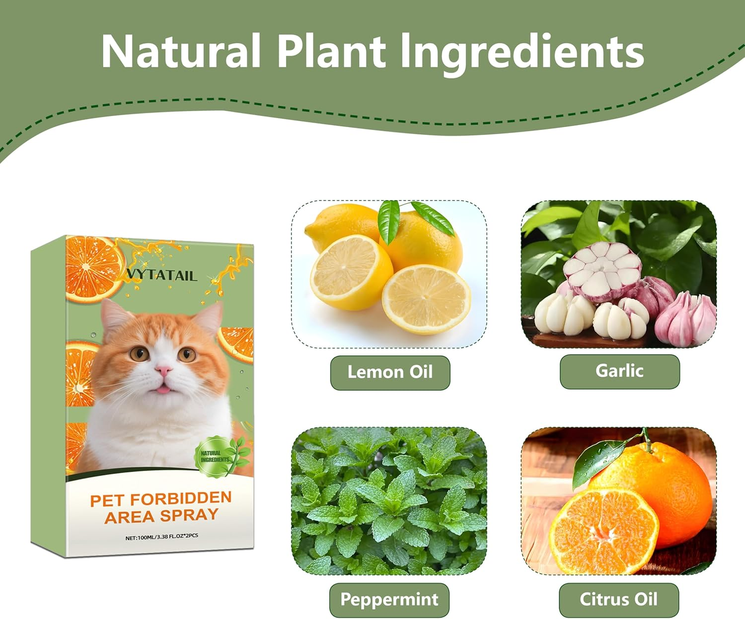 Cat Deterrent Spray 2 Pack- Natural Cat Spray Deterrent for Urine Marking & Scratching - Eco Friendly, Safe to Use around Children, Pets, Furniture and Fabric, Works Indoor & Outdoor（100Mlx2） 2 image number 2