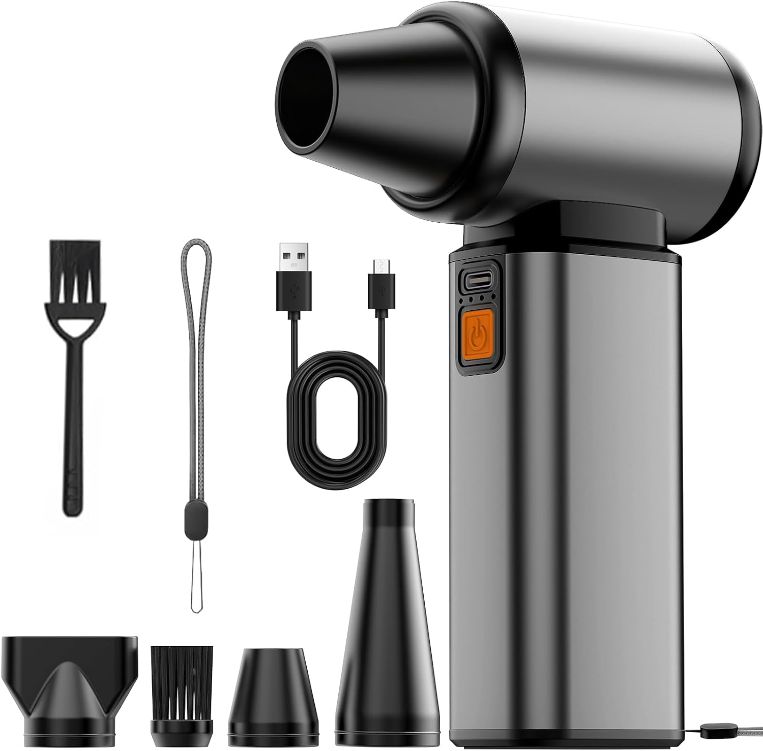 Compressed Air Duster, Super Power Metal Body Electric Air Duster Rechargeable Brushless Motor Durable Blower Stepless Speed Adjustable Dust Blower for Computer Outdoor House Car