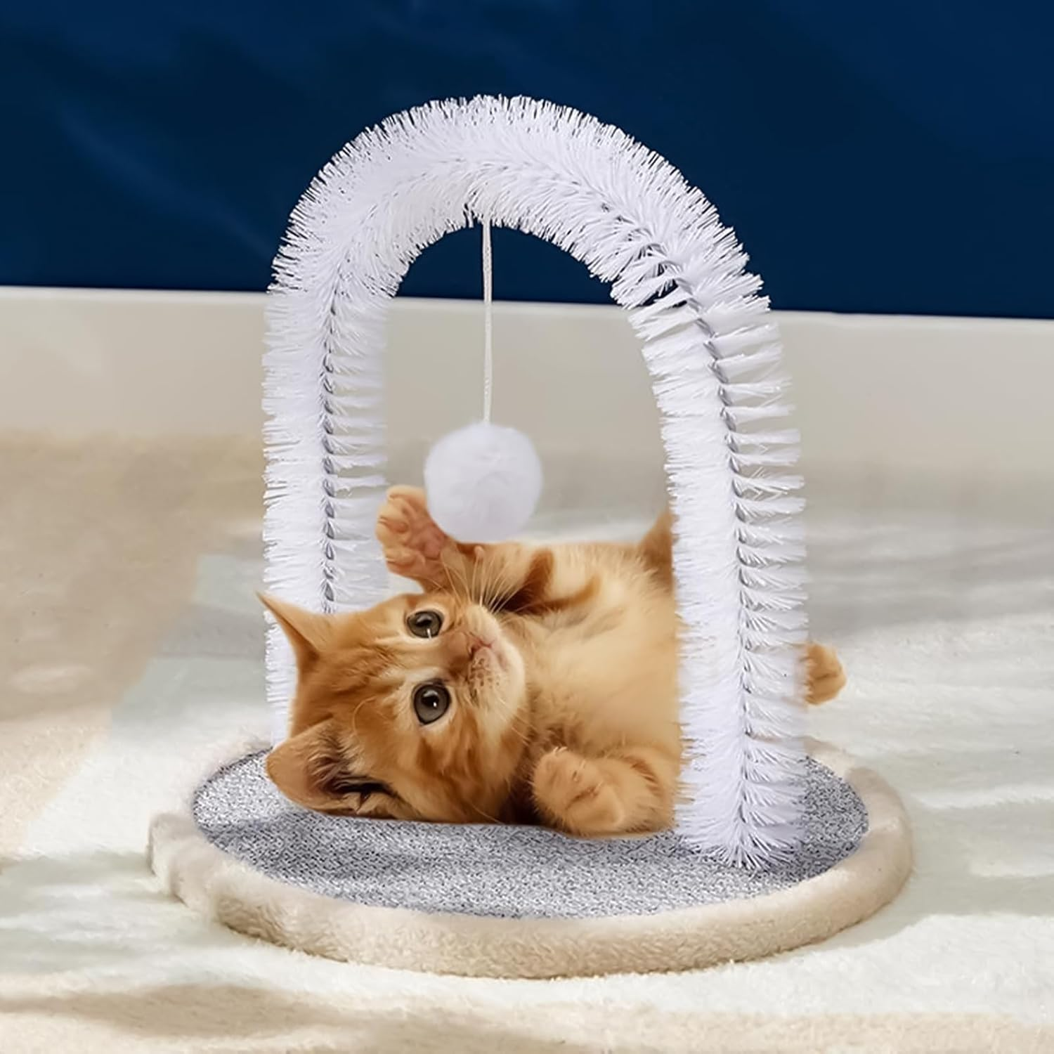 Nkmifeg Cat Self Groomer | Cat Arch Grooming Brush with Scratching Pad - Bite-Resistant Kitten Scratch Toys, Pet Supplies for Small Large Kitten Play Relaxation image number 2