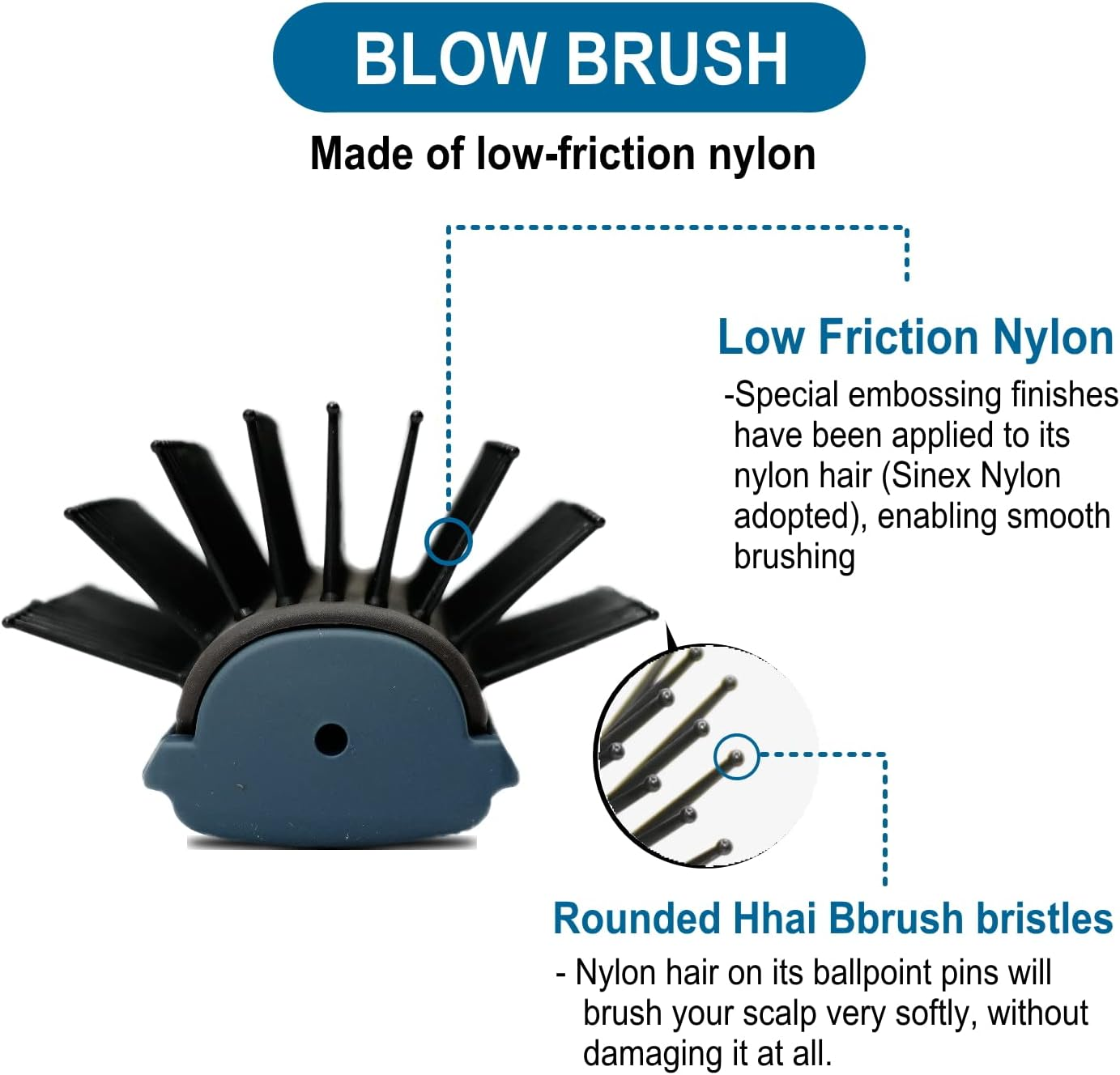 Pro-2000 Professional Hair Brush Tourmaline Ceramic 9 Row round Tip Curved Pad Anti-Static Natural Rubber Specialised Pin Structure image number 6