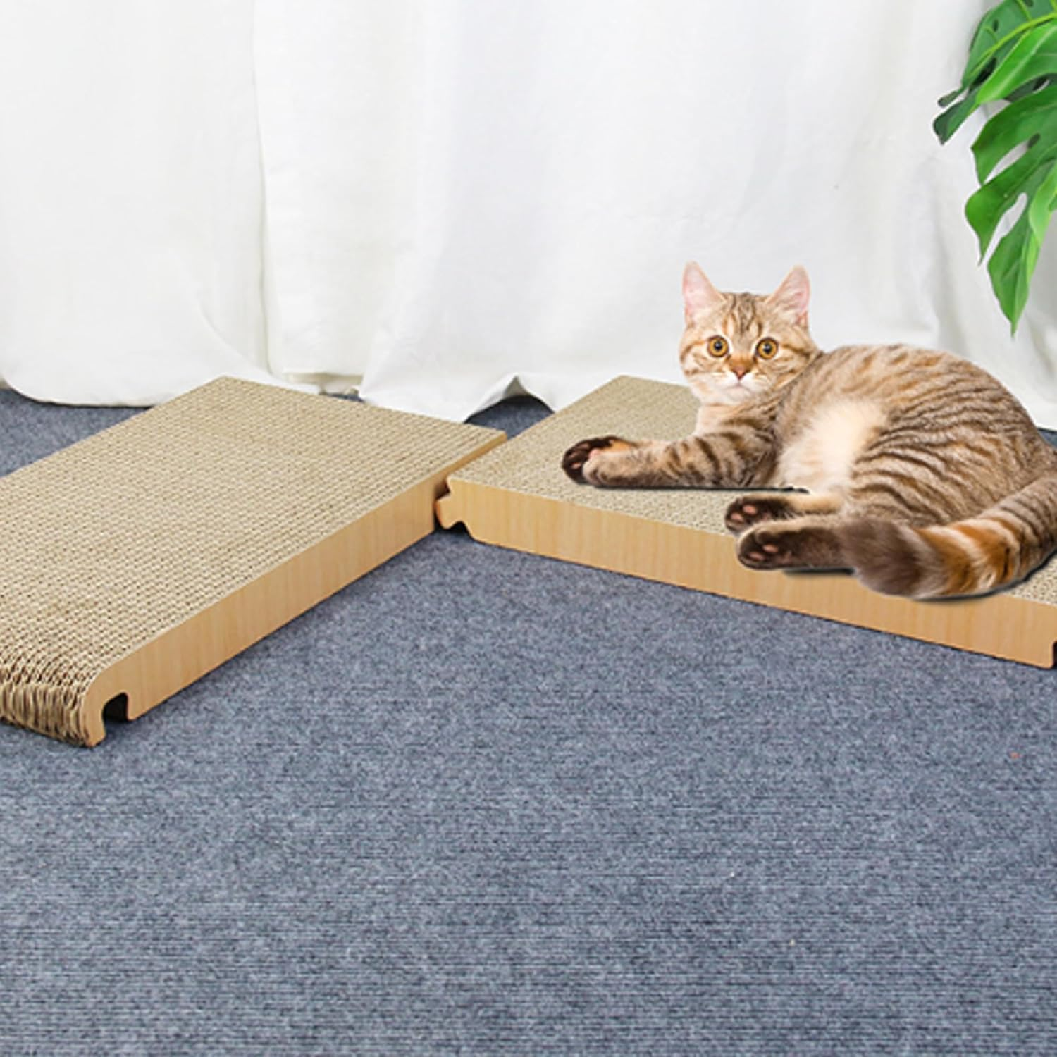 Triangle Cat House Cardboard Foldable, 3 in 1 Scratching Post, Vertical Cat Scratching Post Ramp Cat Furniture Cat Scratcher for Indoor Cats and Kitten to Scratch, Play and Hide image number 5