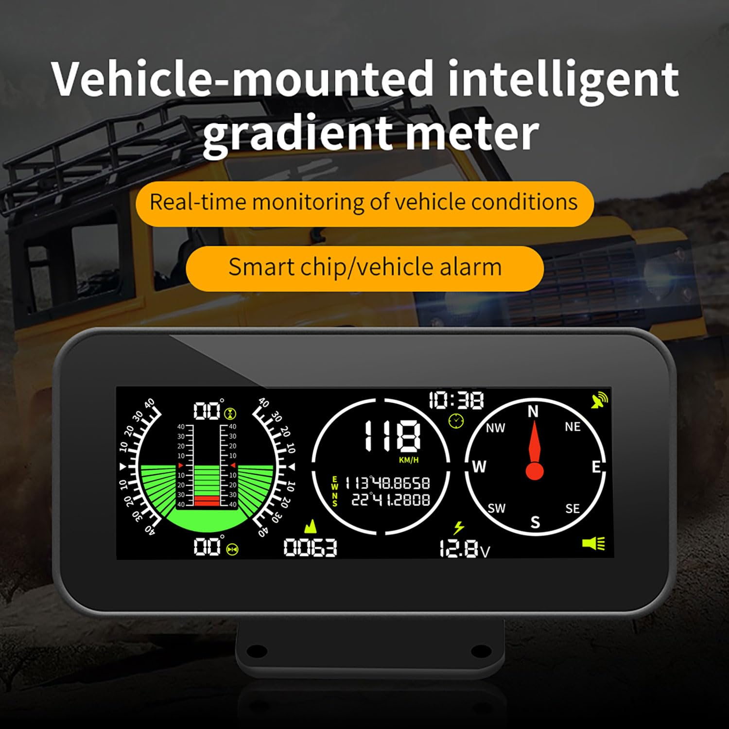 OBEST Car Head up Display,Gps Speedometer,Inclinometer for Off-Road Driving,Color High-Definition LCD Screen,Compass,Speeding Alarm,Fatigue Driving Alarm Suitable for All Car Models