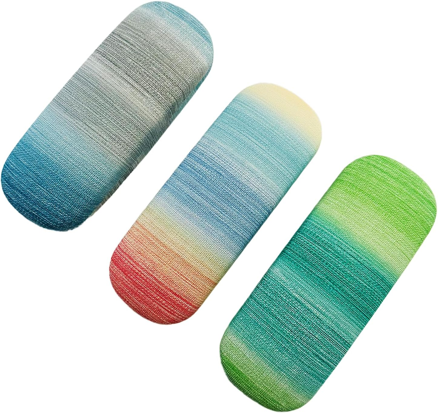 ANLIOTO 3 Pack Glass Cases Hard Shell, Portable Hard Eyeglasses Case Linen Fabrics Eyeglass Organizations for Women Girls