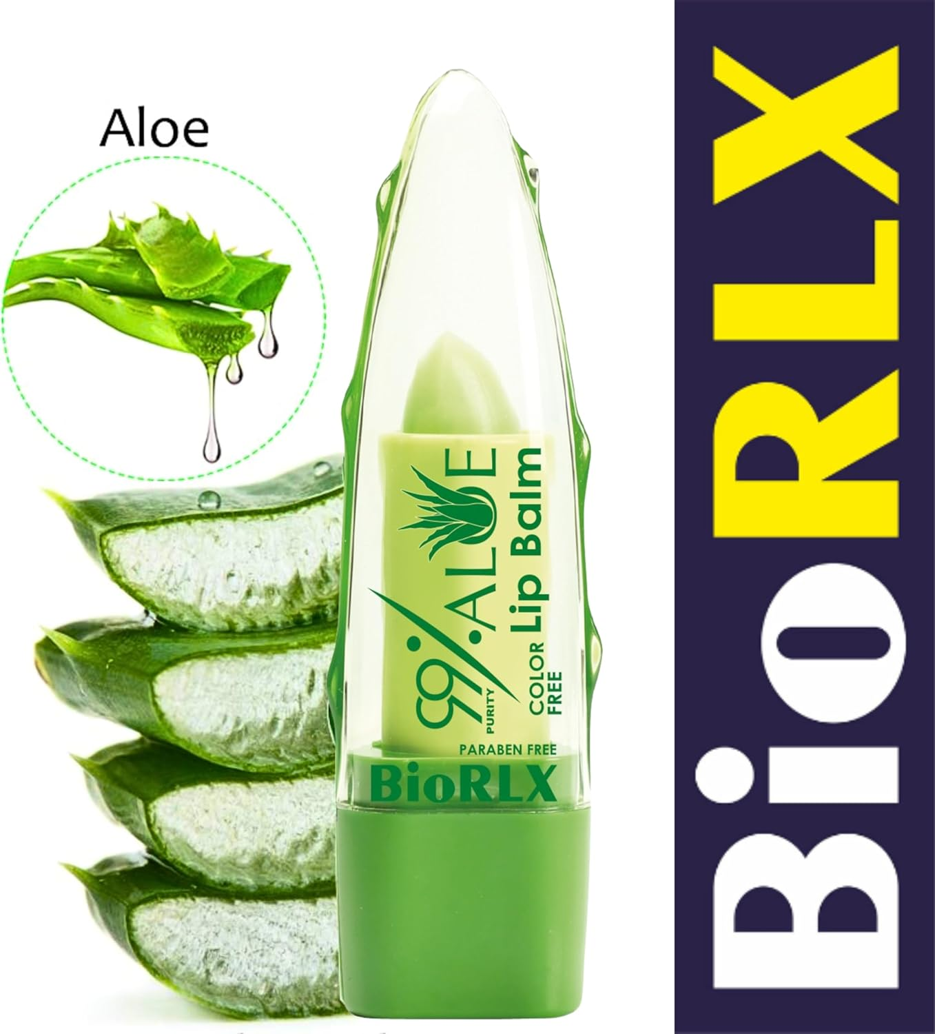 Biorlx 99% Purity Aloe Vera Color Free and Paraben Free Soothing Lip Balm (One Lip Balm) image number 6