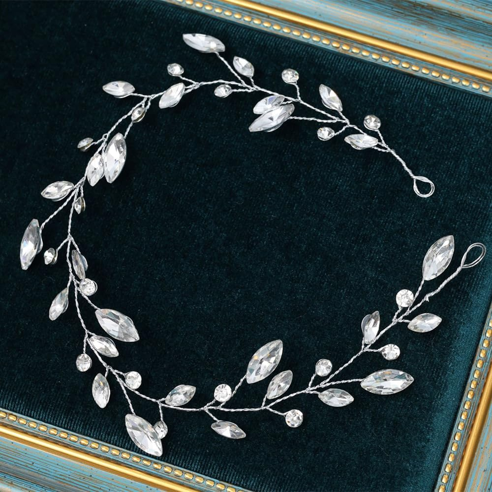 XFSRG Hair Accessories Women'S Wedding Vine Crystal Headband Rhinestone Headband Elegant Headband Hair Tendril for Bride and Girls image number 5