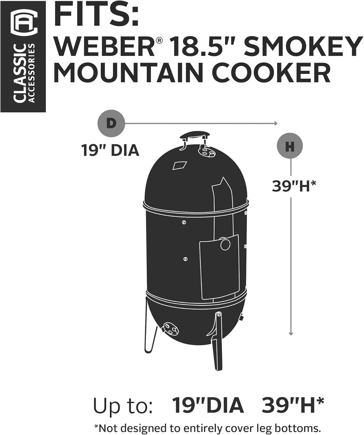 Classic Accessories Veranda Smoker Cover for Weber 18.5" Smokey Mountain Cooker image number 5