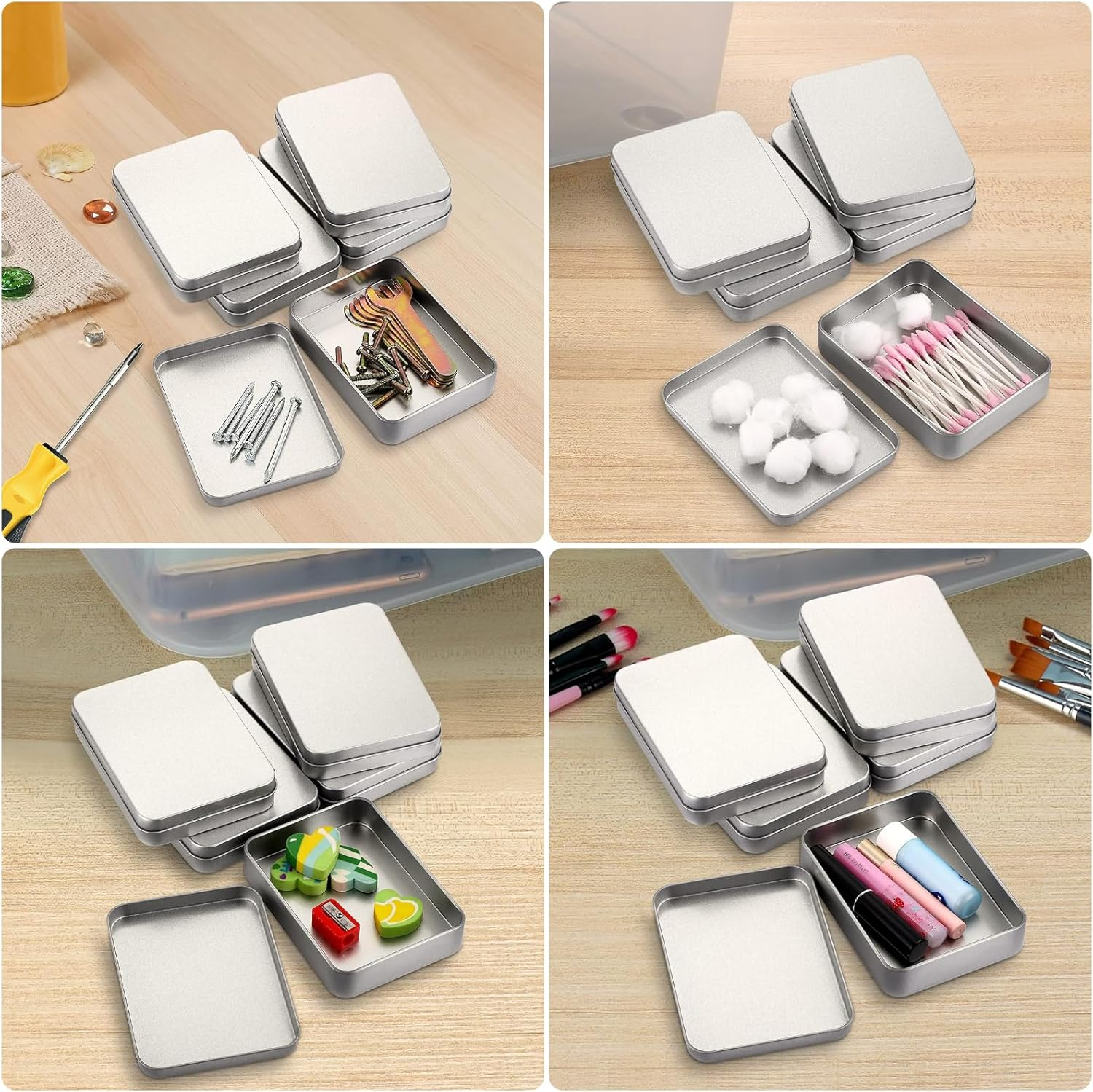 YUGUOLAN Pack of 2 Tin Cans with Lid, Metal Box, Metal Tins with Lid, Tin Cans with Lid, for DIY Use Home Organiser image number 1