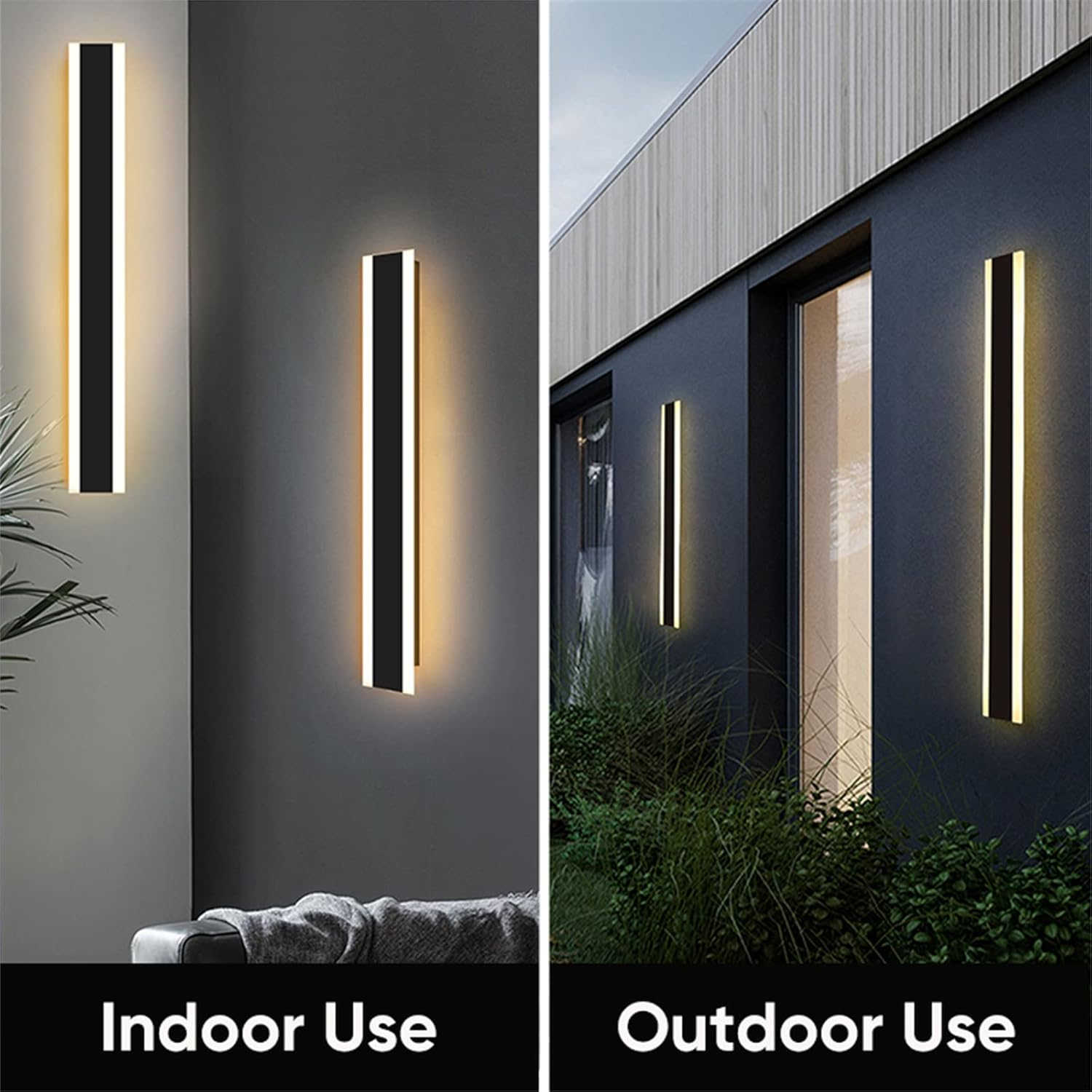 Outdoor Wall Light LED Long Wall Sconce IP67 Waterproof Black Modern outside Lights Metal Exterior Light Porch Light Patio Yard Garden Villa Living Room Balcony Garage Wall Lamp (80Cm,White Light) image number 6