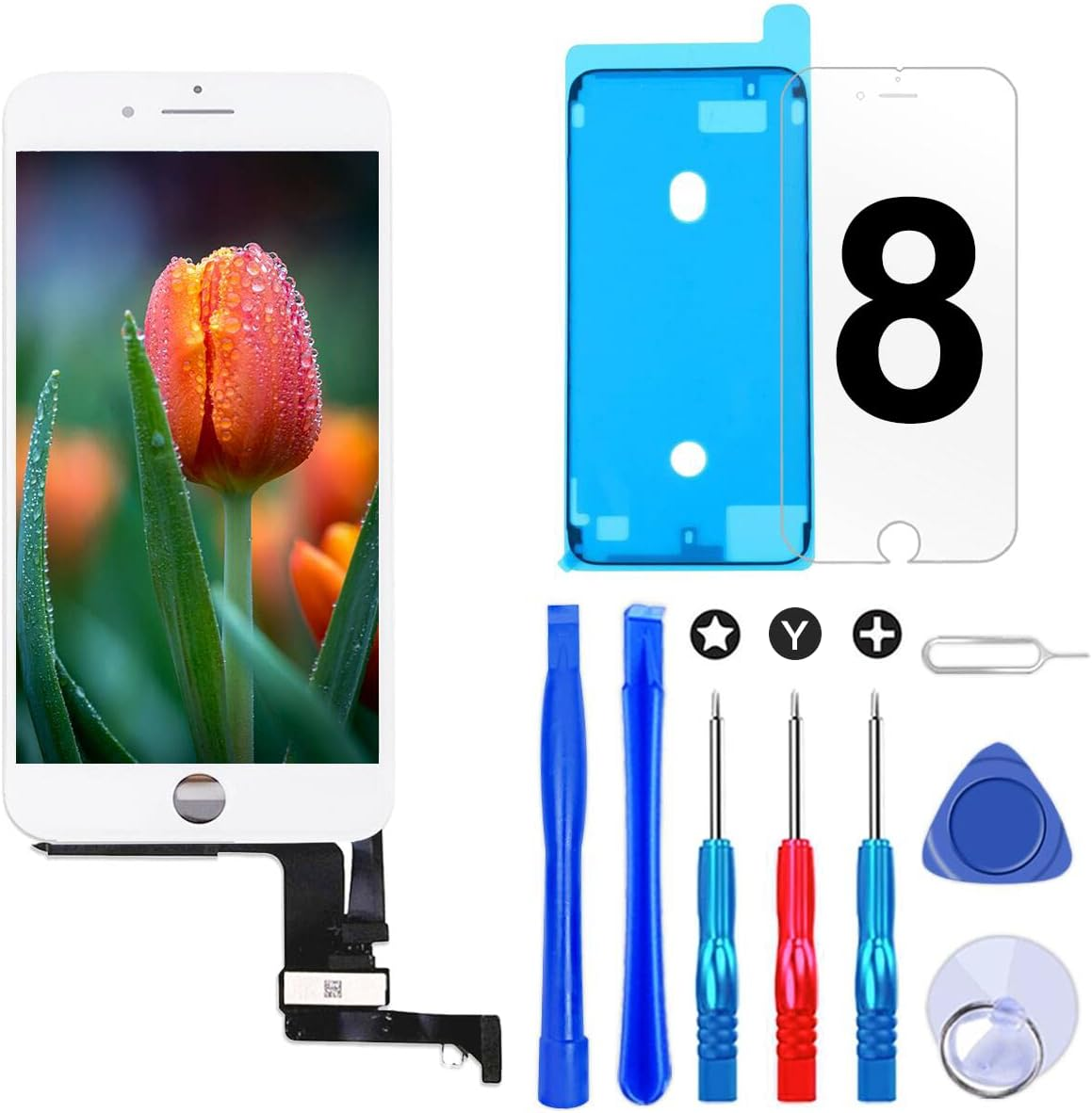 Brinonac Screen Replacement for Iphone 8/SE 2020 4.7 Inch LCD Digitizer Touch Screen LCD Replacement Screen Frame Assembly Full Set with Tools and Screen Protector (Black)