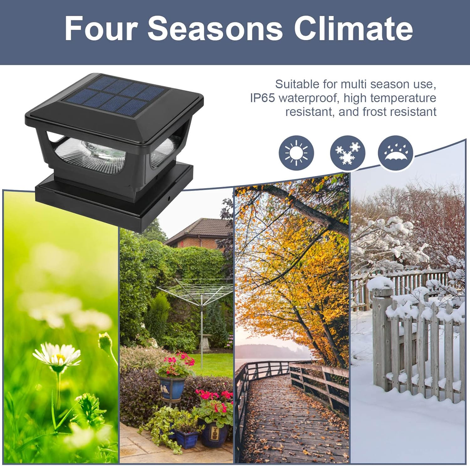 Solar Post Lights,Fence Post Lights IP65 Waterproof Fence Lights Outdoor Garden,Cap for 3X3 3.5&times;3.5 4X4 Inch Patio Fence Post Deck Wooden Posts-4 Pack image number 6