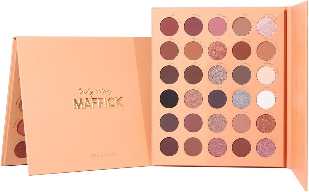 Maffick 30 Color Shadow Palette- Black Smoky Makeup with Shimmering Pearl Eyeshadow for a Radiant, Dramatic Look (03)