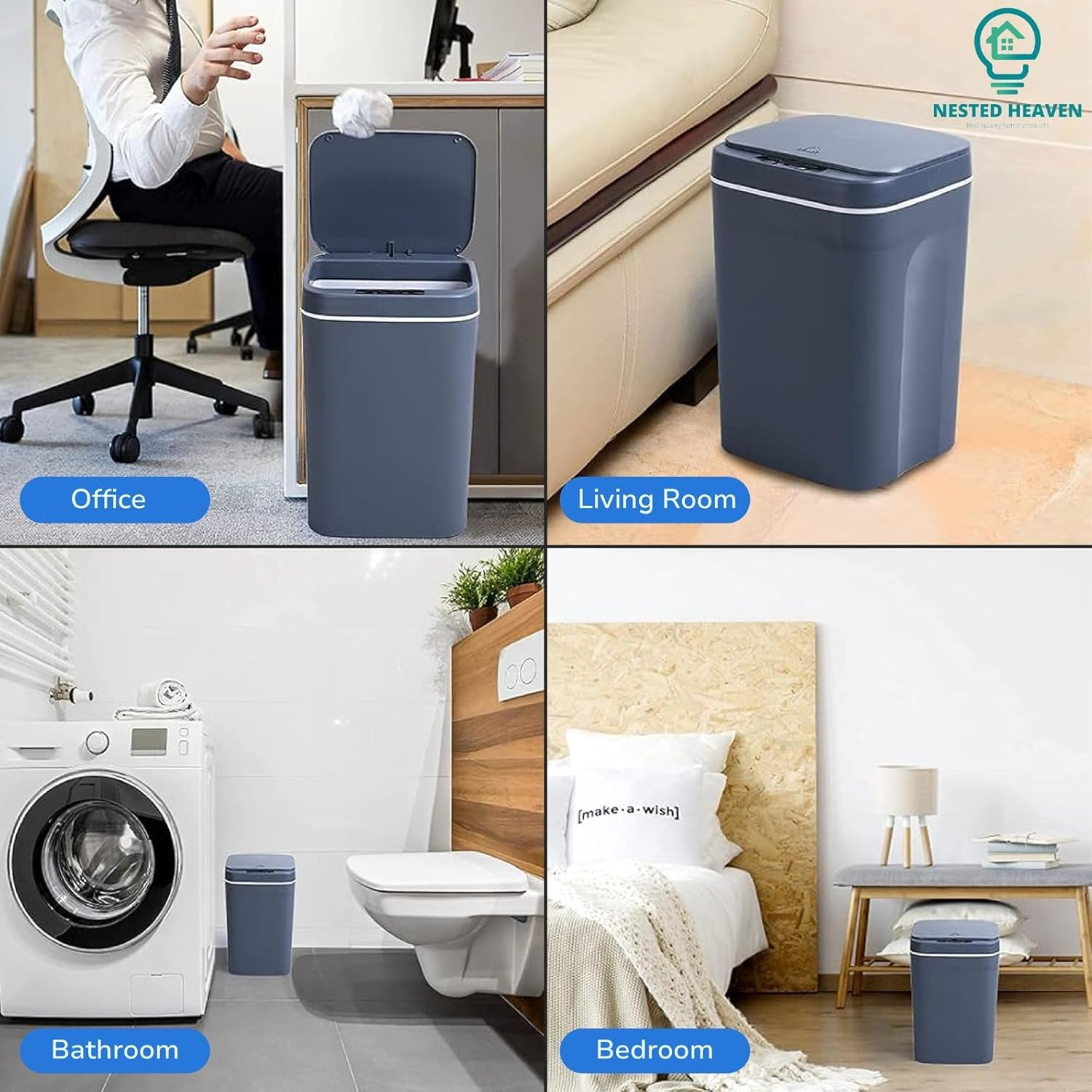 14L Battery Operated Trash Bins for Home and Office Can Be Charged image number 3