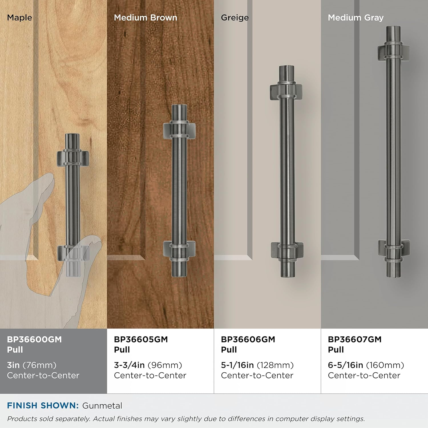 Amerock | Cabinet Pull | Gunmetal | 3 Inch (76 Mm) Center to Center | Davenport | 1 Pack | Drawer Pull | Drawer Handle | Cabinet Hardware image number 3