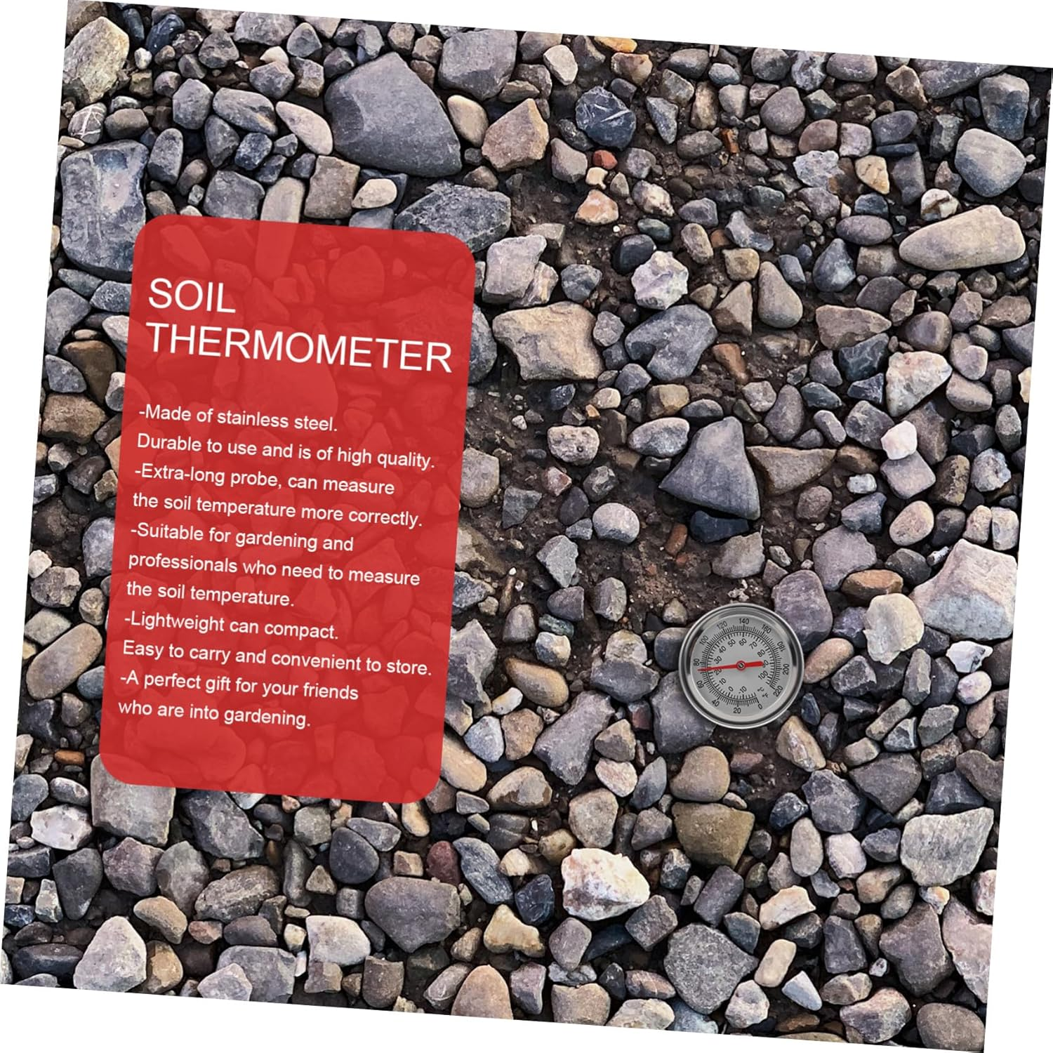 UPKOCH Stainless Steel Compost Thermometer Probe Temperature Measuring Tool for Soil Gardening Read with Extended Probe for Accurate Outdoor Soil Temperature Detection image number 6