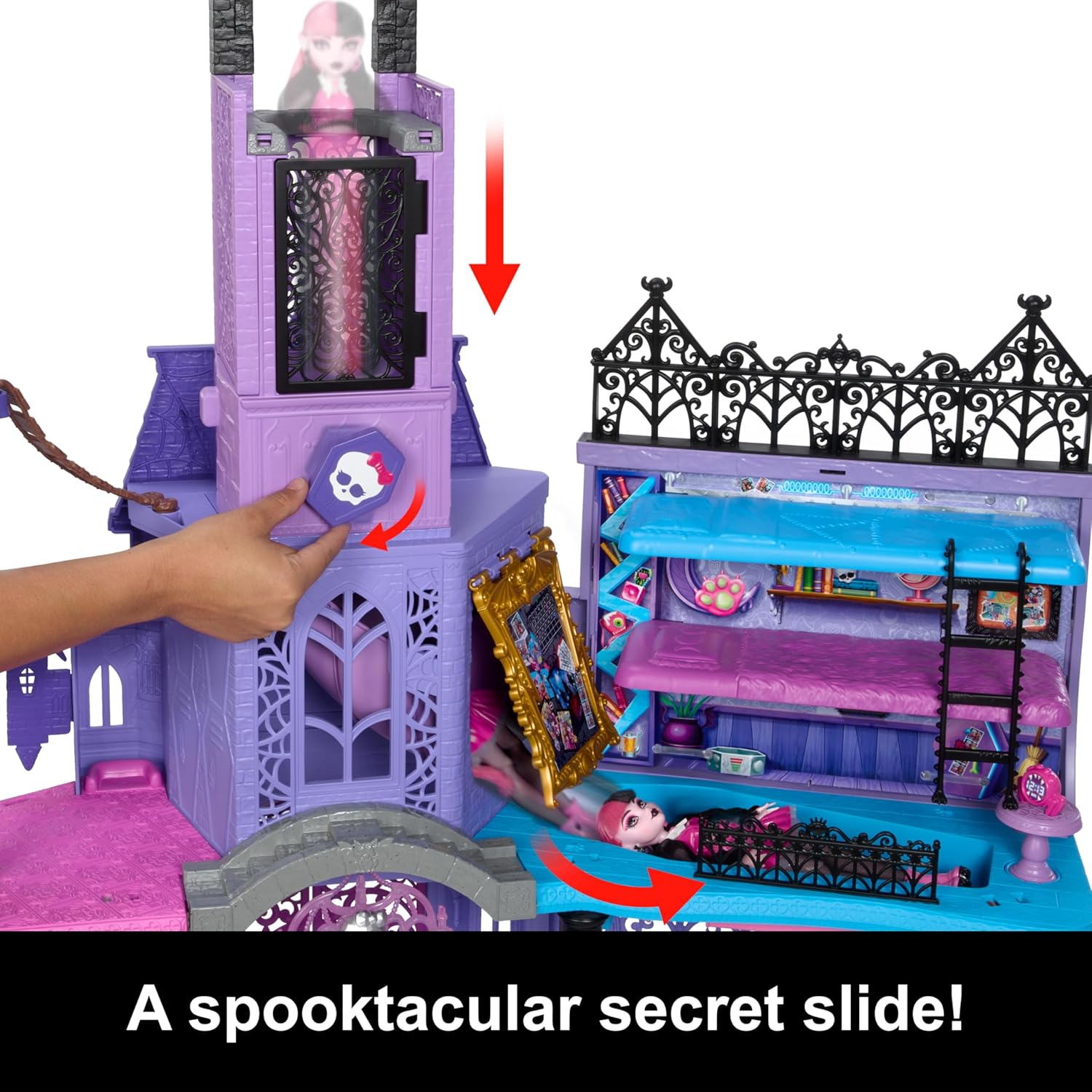 Monster High Doll House, Haunted High School Playset with 7 Play Areas & 35+ Storytelling Pieces Including Furniture & Accessories image number 1