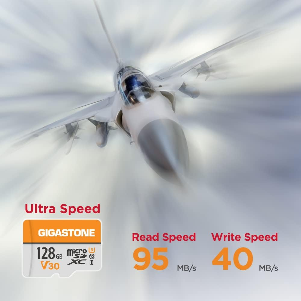 Gigastone 128GB 5-Pack Micro SD Card, 4K UHD Video, Surveillance Security Cam Action Camera Drone Professional, 95Mb/S Micro SDXC UHS-I A1 Class 10