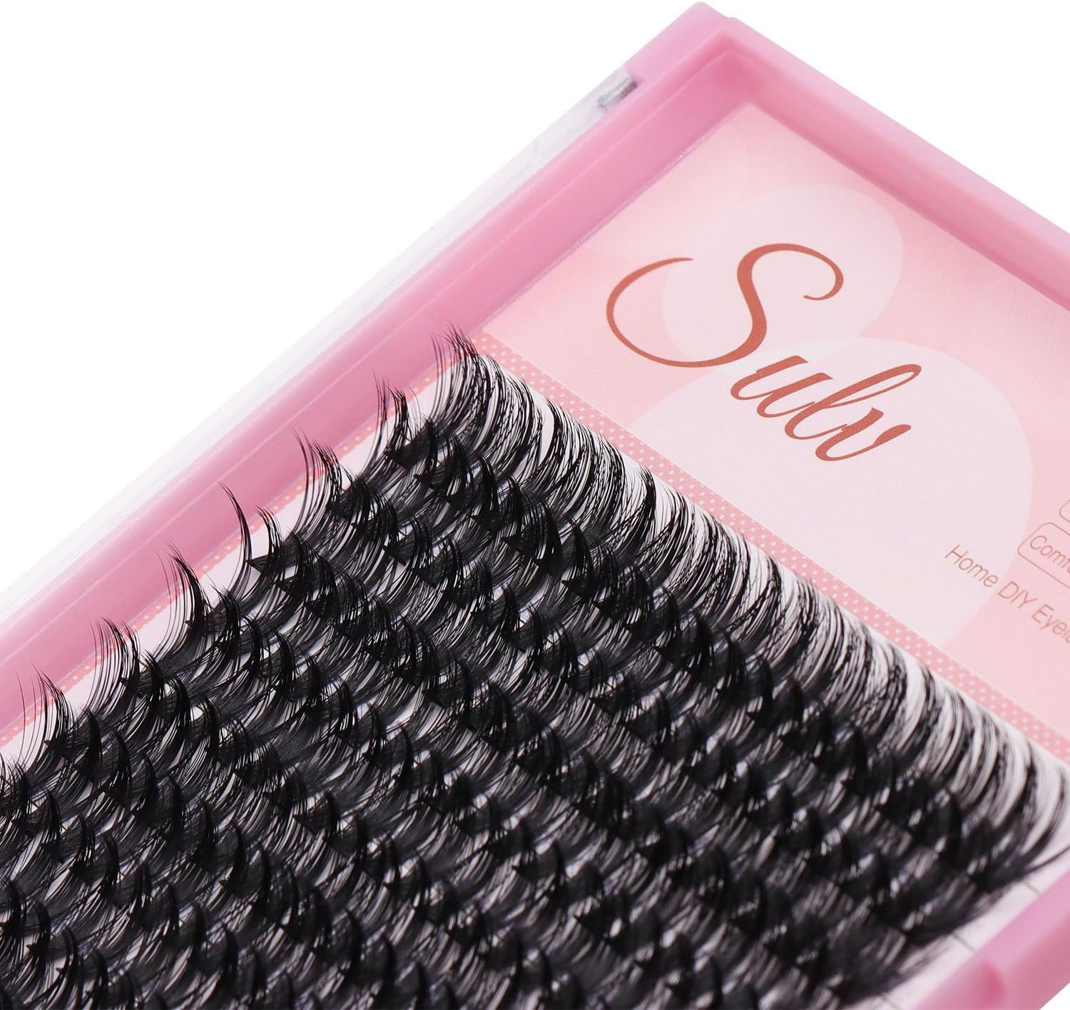SULV Lash Cluster 40D Black/Dark Blue/Dark Purple/Pink Lashes 10-18Mm to Choose 240Pcs Large Tray D Curl Extensiond Wispy Lashes Extensions Lash Clusters (40D-Black-12Mm) - 40D-Black-10Mm image number 3