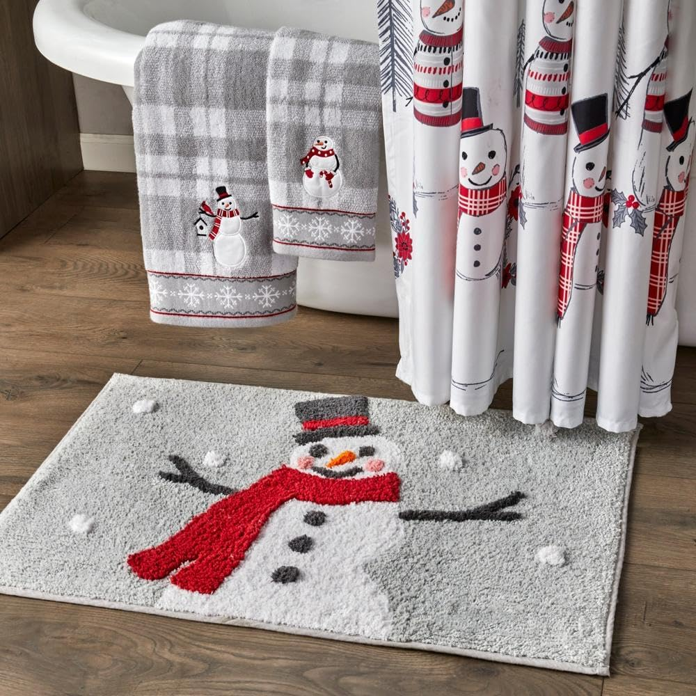 SKL Home Christmas/Winter/Gift Whistler Snowman Bath Towel, Gray image number 4