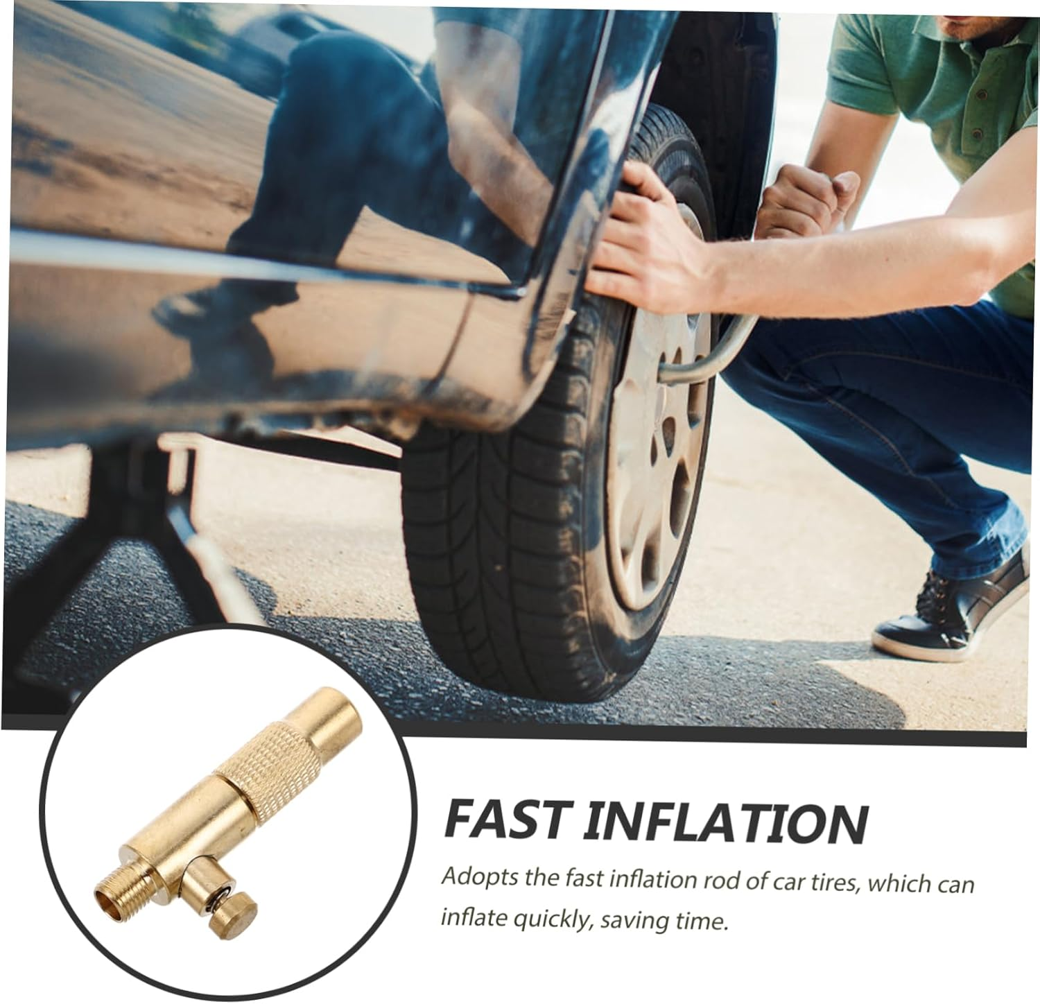 Cabilock Car Inflatable Pump Connector for Vehicle Tires Threaded Quick Connect Fittings Compatible Bike Tire Valve Adapter Automotive Replacement Parts image number 4