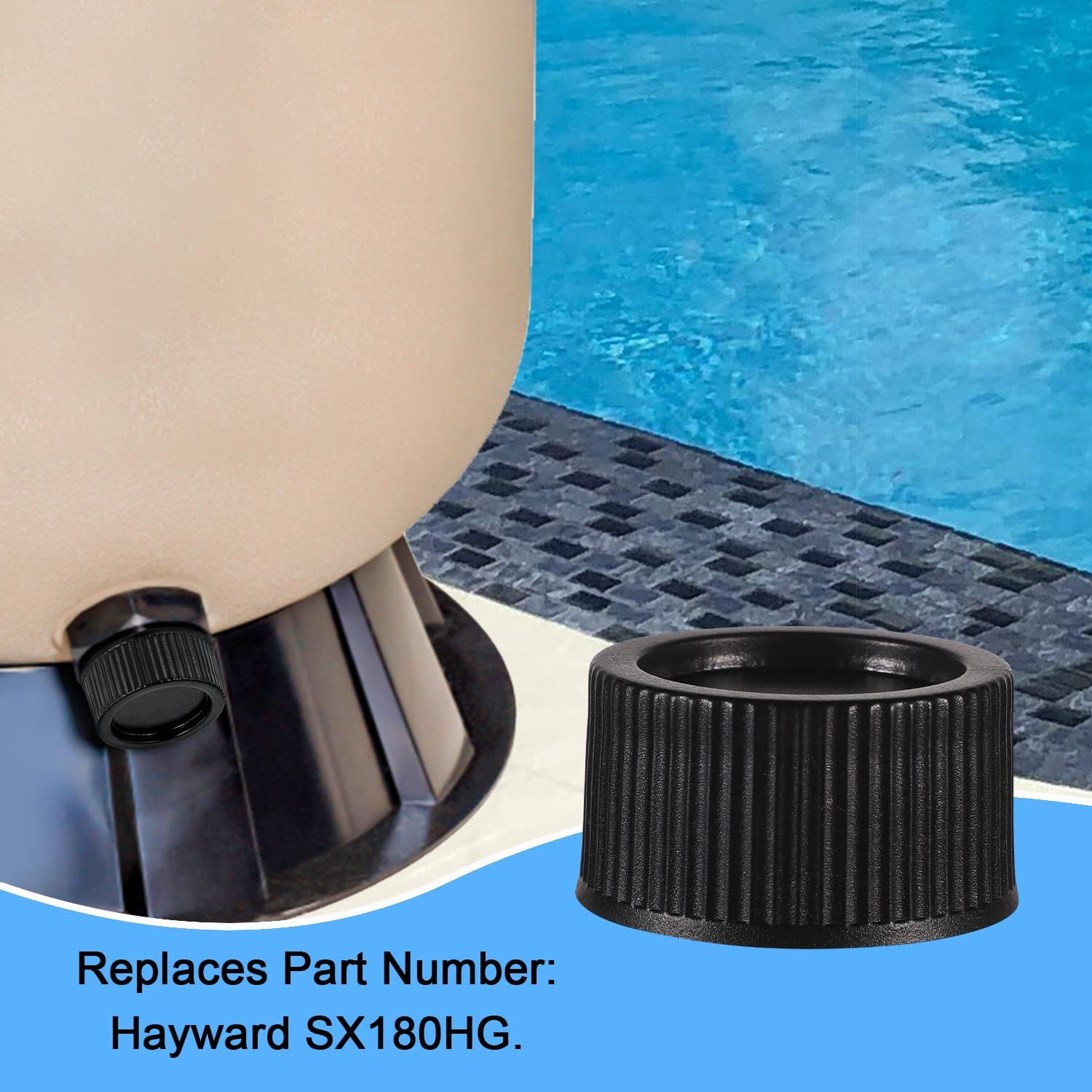 NQEUEPN 2Pcs Black SX180HG Exact Replacement Filter Drain Cover and Gasket, for Hayward Pro Series Pool Sand Filter Models S140T S144T S164T S166T S180T S210T image number 3