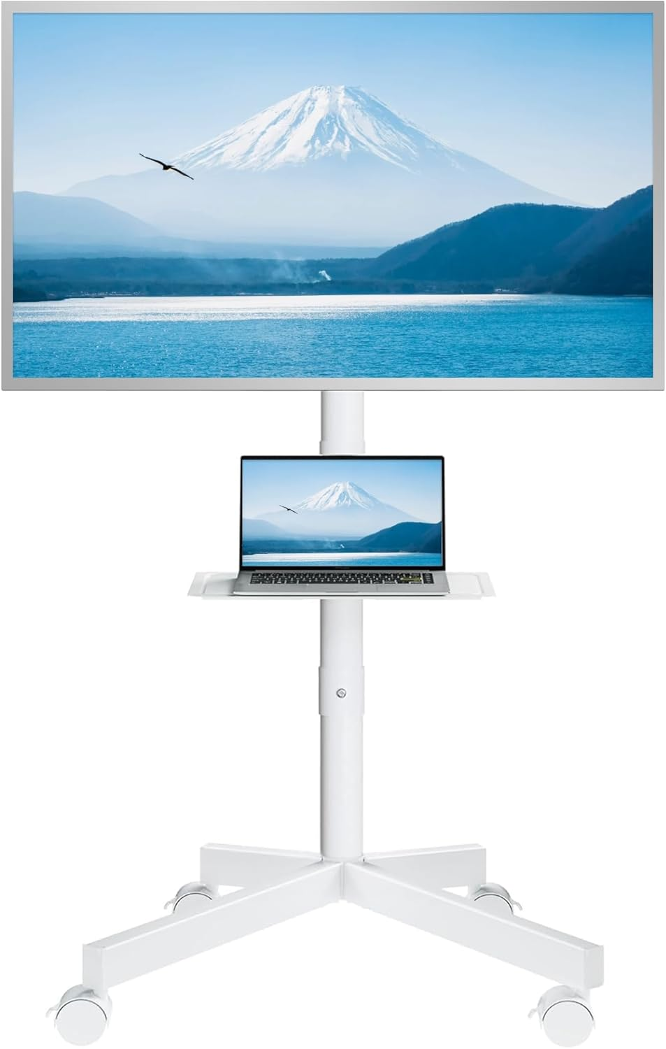 BONTEC Mobile TV Stand, Tilt Rolling TV Cart with Media Shelf & Locking Wheels, Fits 23-60&rdquo; LED, LCD, OLED Flat Curved Tvs, Max VESA 400X400Mm (Black)