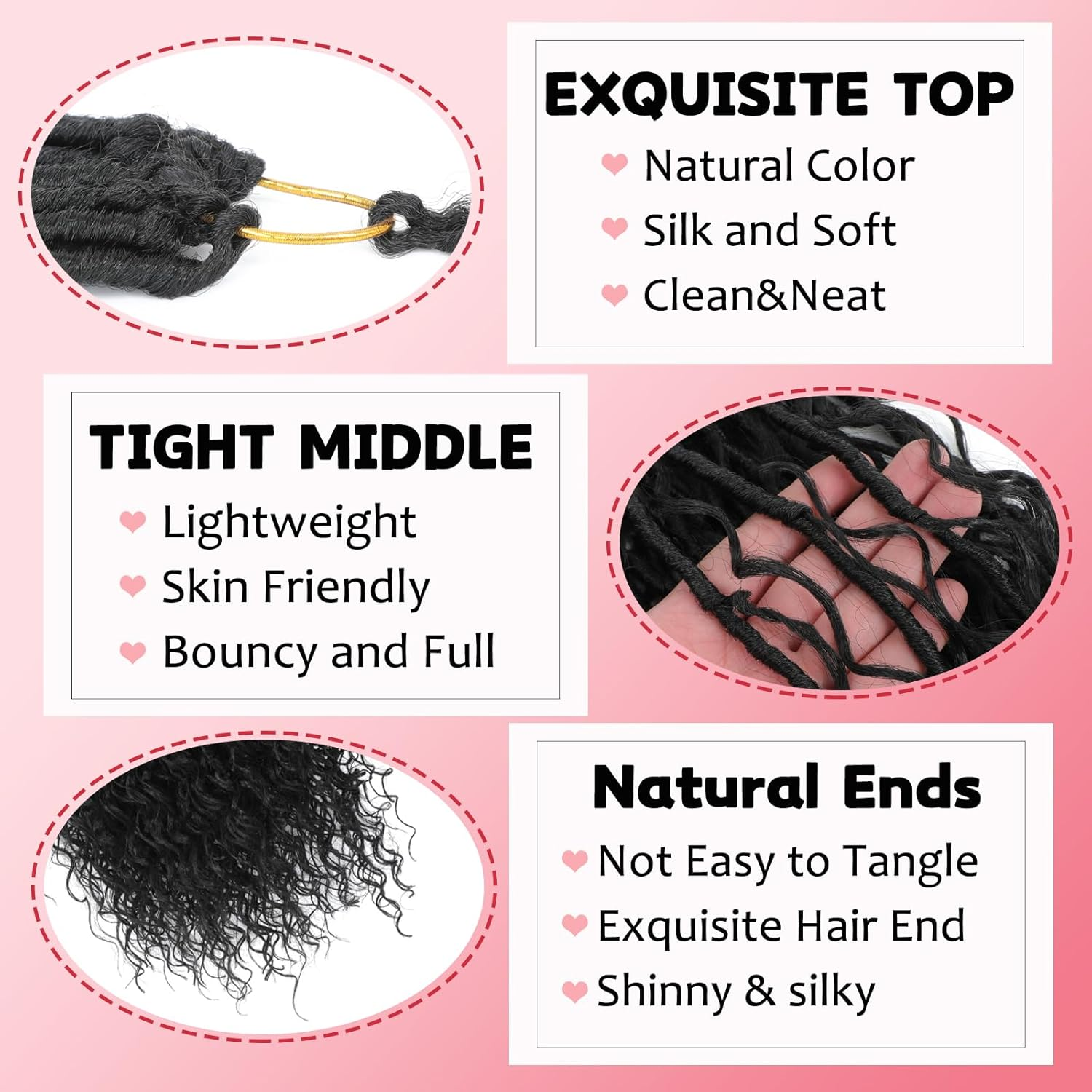 XIIMENALU Boho Faux Locs Crochet Hair 8 Packs Goddess Soft Locs with Curly Ends Pre-Looped Bohemian River Locs Crochet Hair Extensions for Black Women (1B#, 30 Inches (Pack of 8)) image number 4